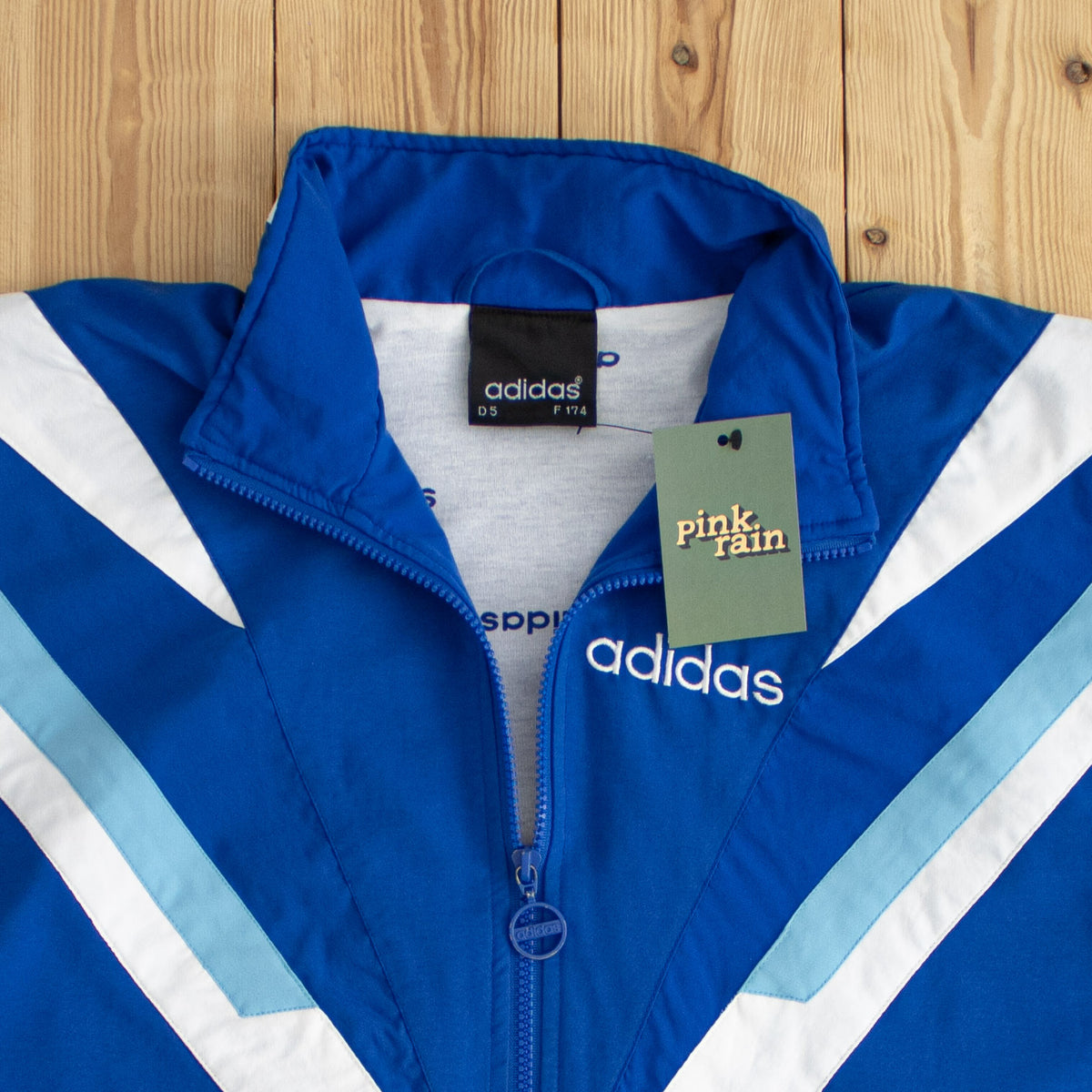 (M) Adidas Vintage Striped Embroidered Jacket Blue
