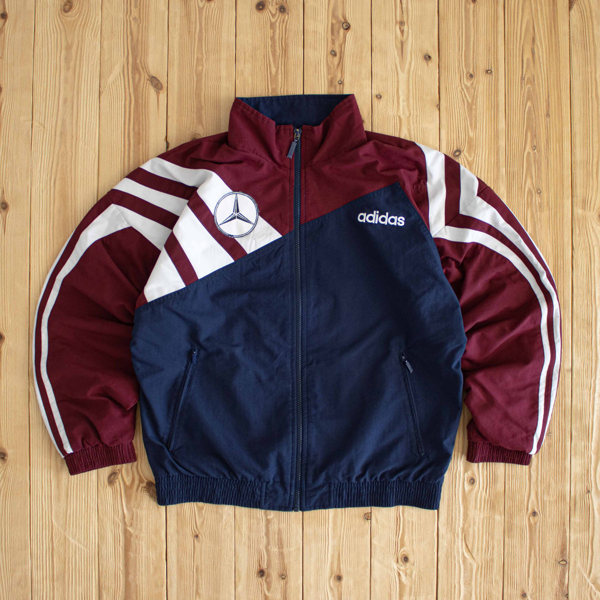 (M) Adidas Mercedes Benz Vintage Embroidered Jacket Burgundy Red
