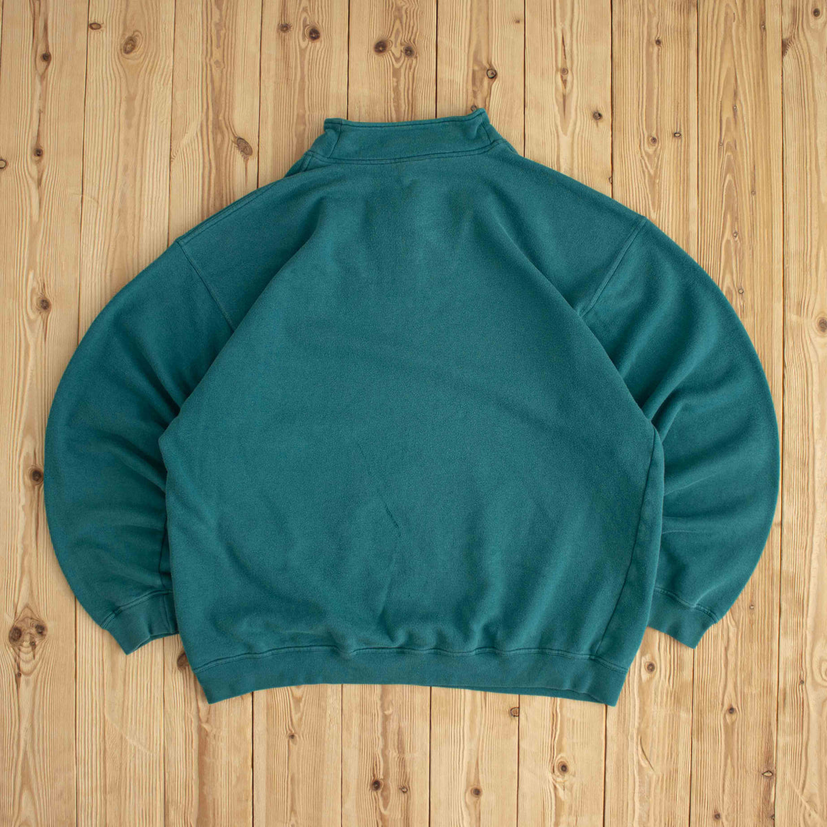 (L) Adidas Vintage Essential Embroidered Quarter-Zip Green