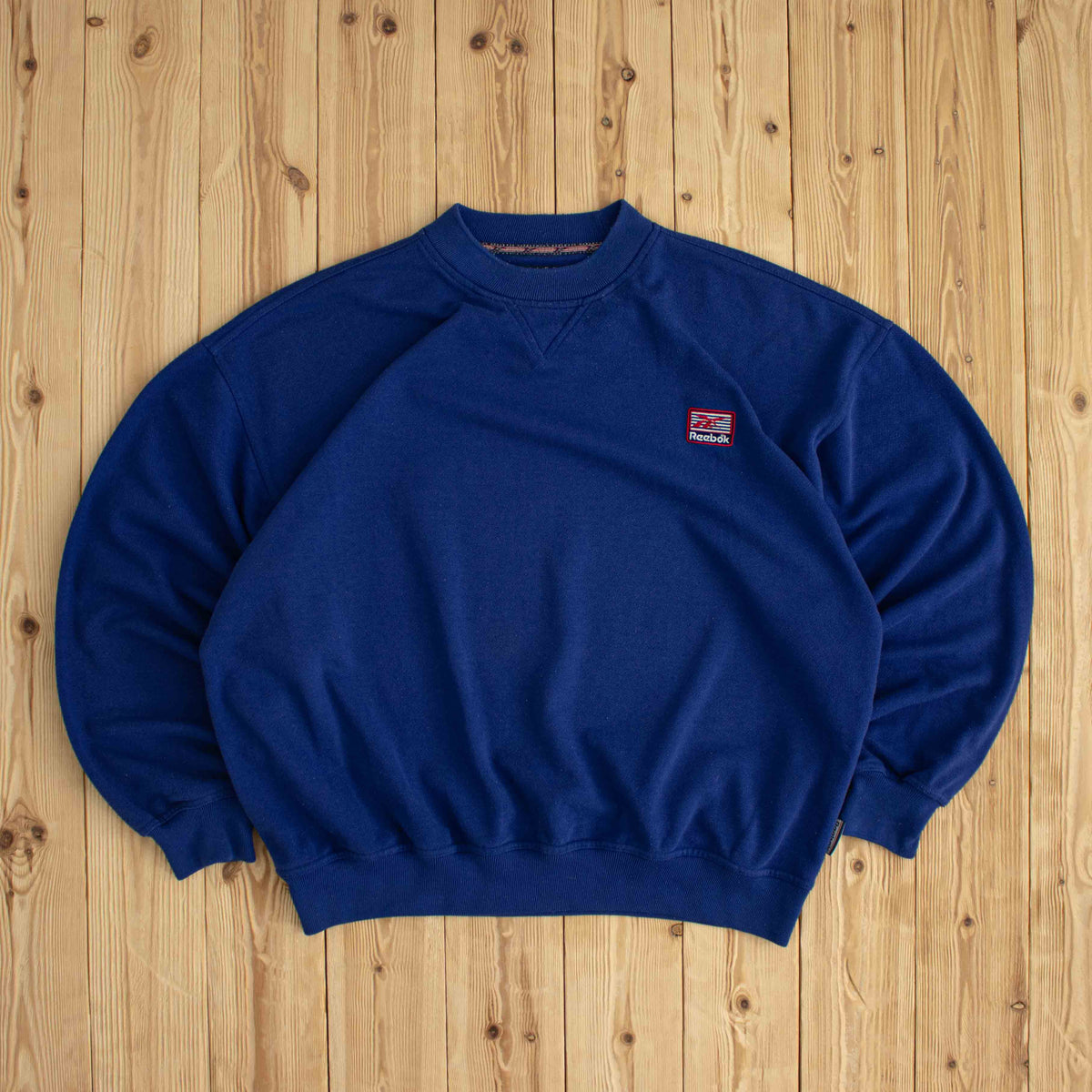 (L/XL) Reebok Athletic Department Vintage Embroidered Sweatshirt Blue