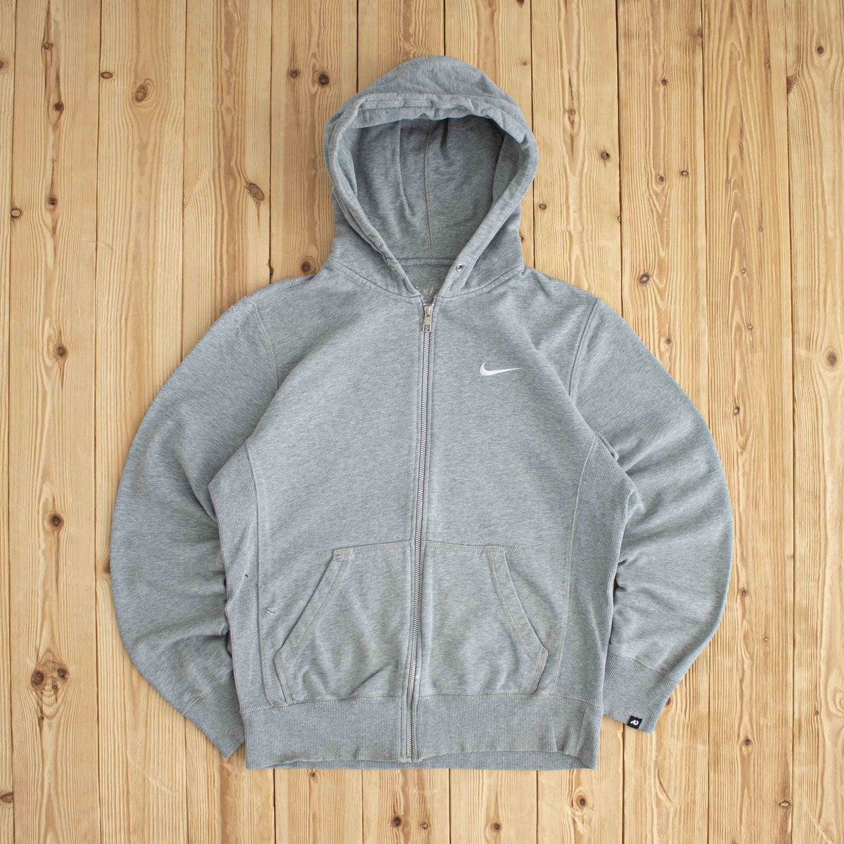 (M) Nike Vintage Embroidered Full-Zip Hoodie Gray