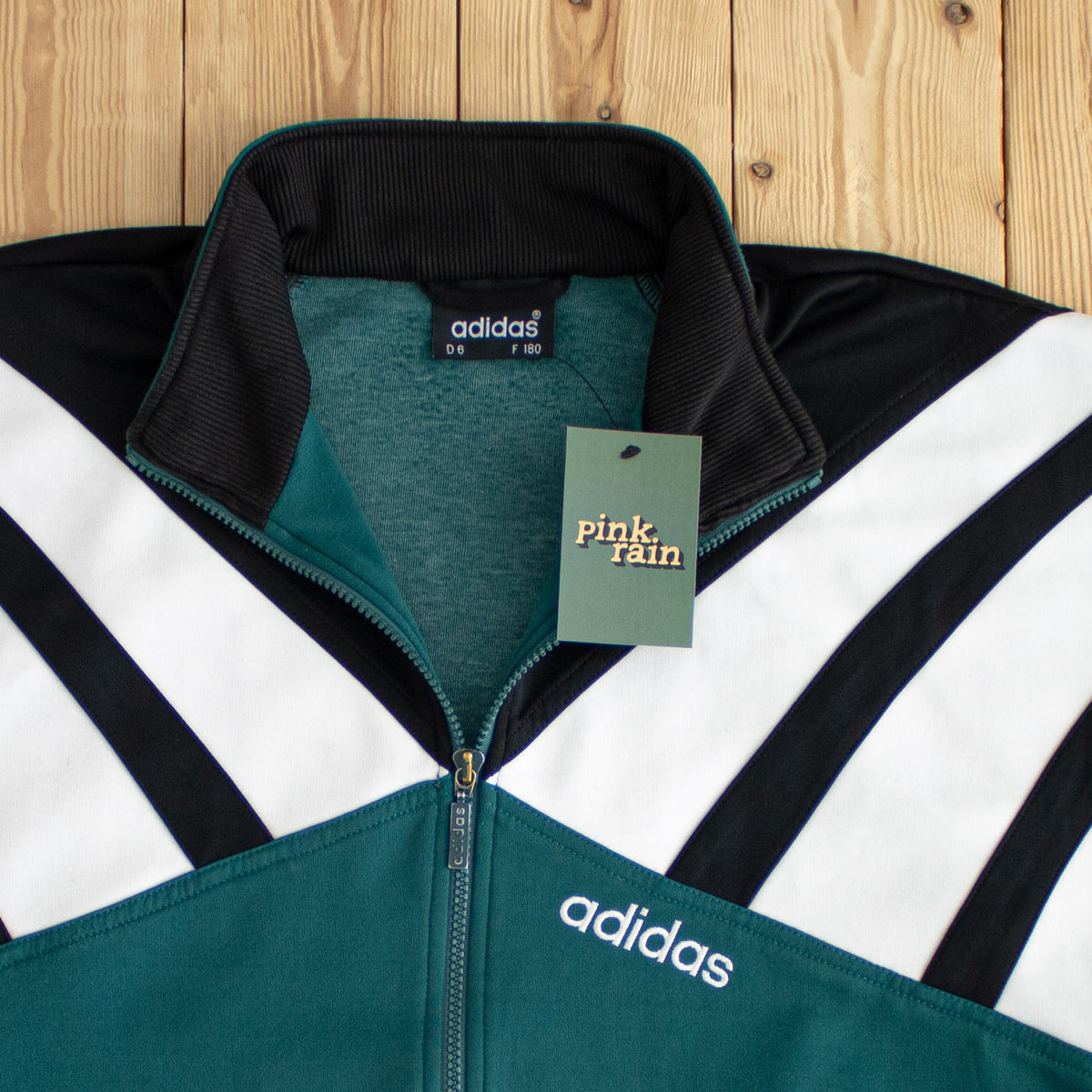 (M) Adidas Striped Vintage Embroidered Full-Zip Sweatshirt Green