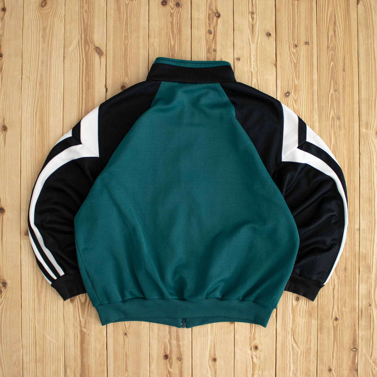 (M) Adidas Striped Vintage Embroidered Full-Zip Sweatshirt Green