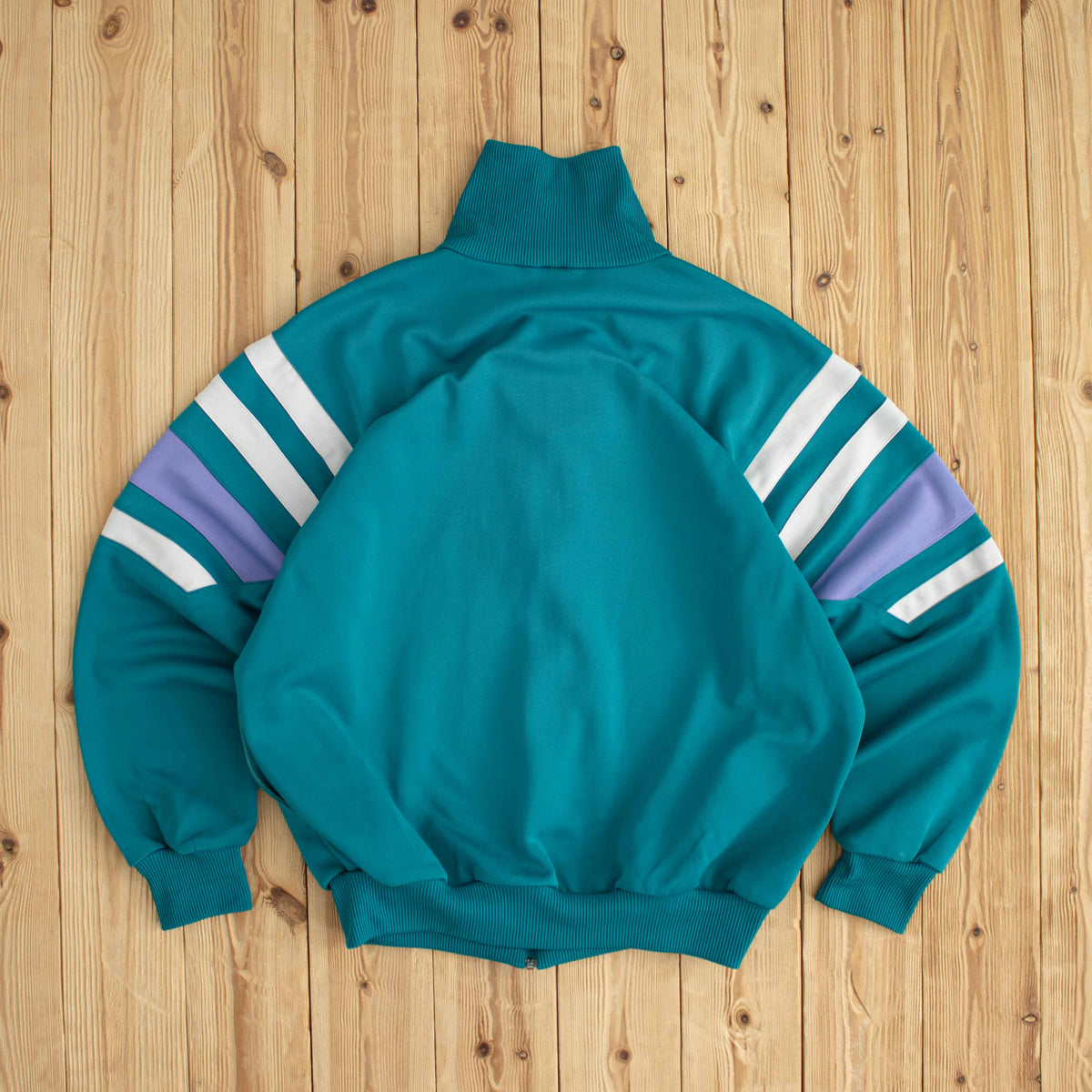 (M/L) Adidas Vintage Embroidered Full-Zip Sweatshirt Blue