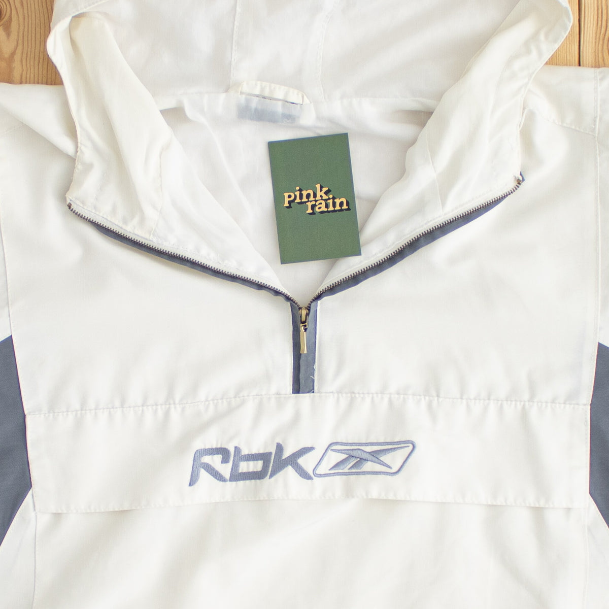 (L/XL) Reebok Vintage Embroidered Quarter-Zip Jacket White