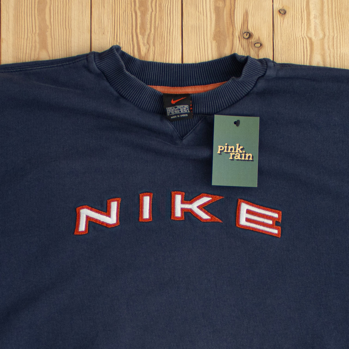 (L) Nike Spell Out Vintage Embroidered Sweatshirt Blue