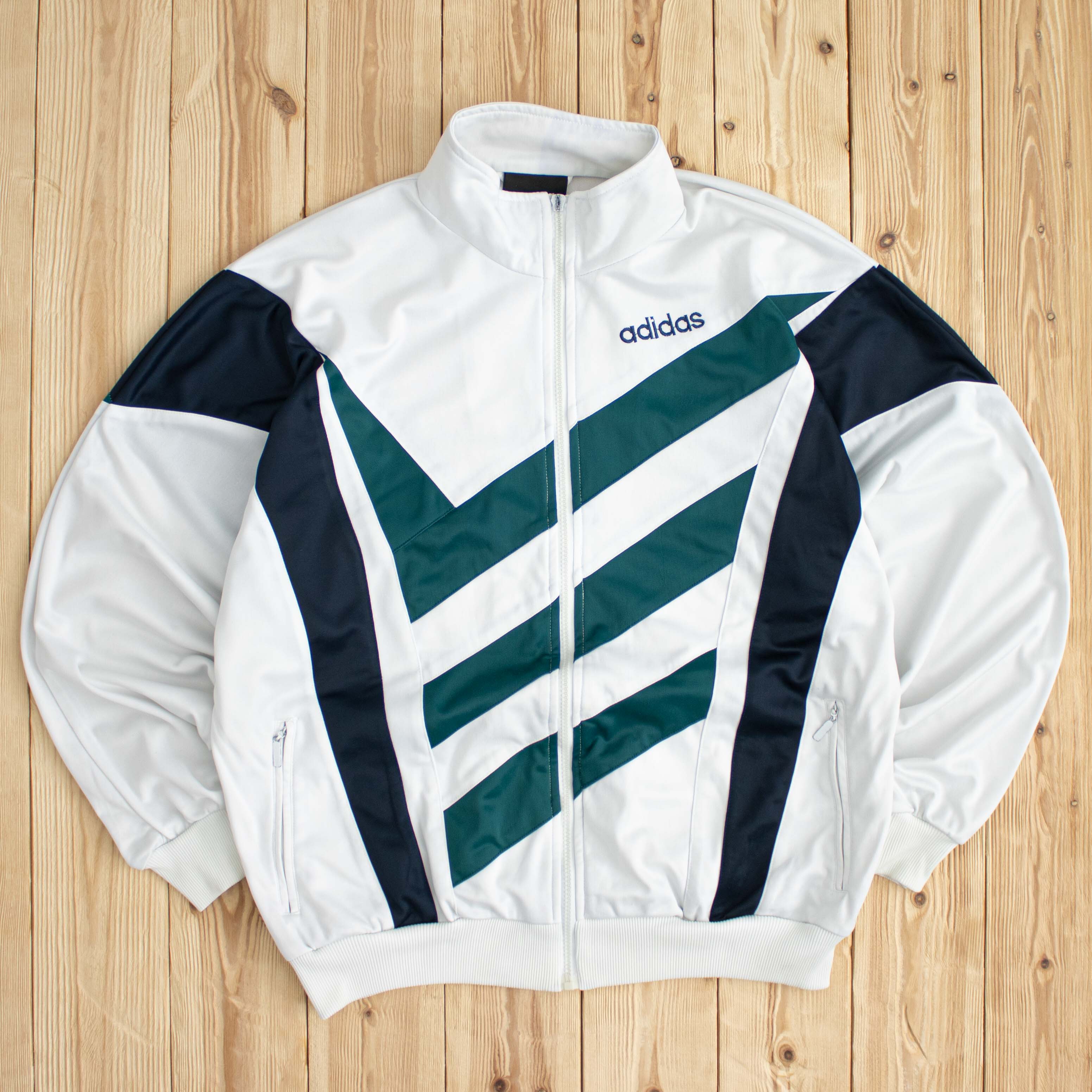 (L) Vintage Adidas Embroidered Full-Zip Sweatshirt