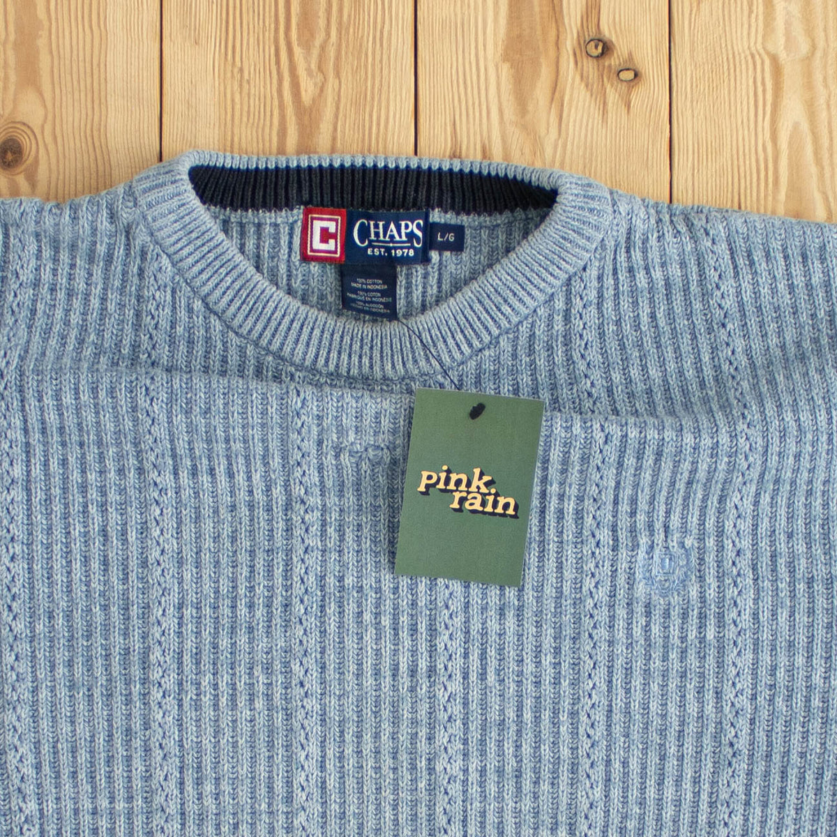 (M) Chaps Ralph Lauren Vintage Embroidered Sweatshirt Blue