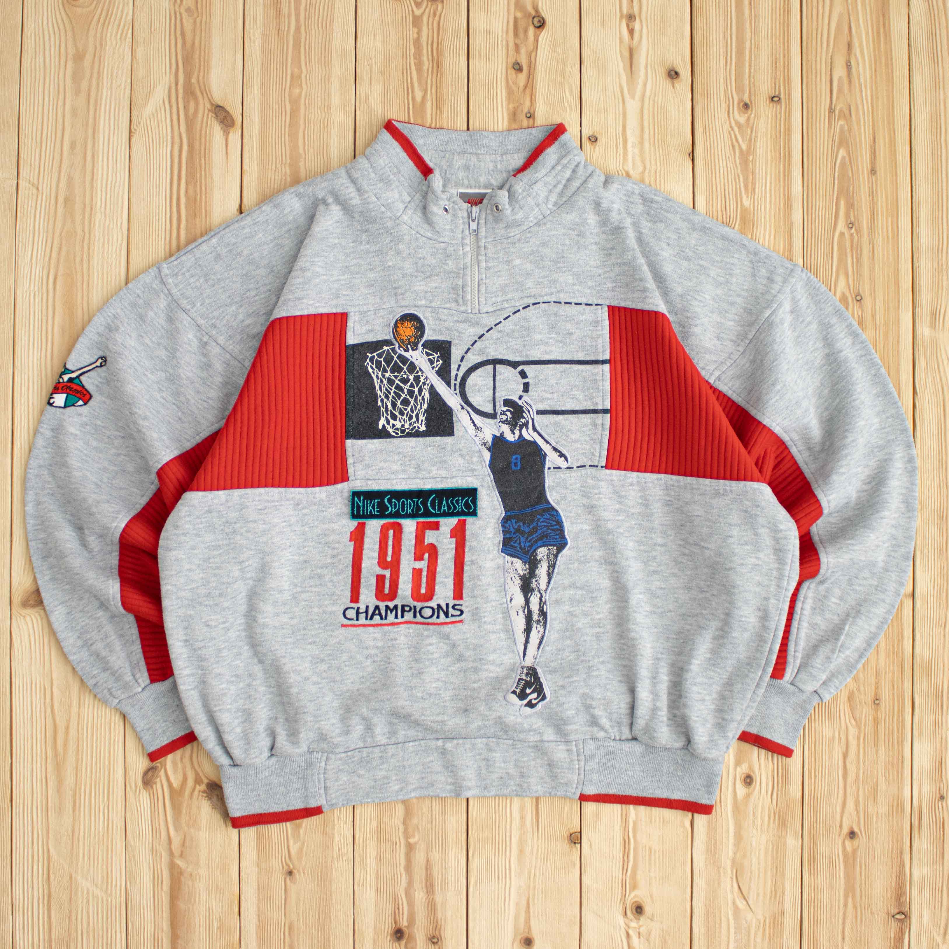 (L) Vintage Nike 'Sports Classics' Embroidered Quarter-Zip Sweatshirt