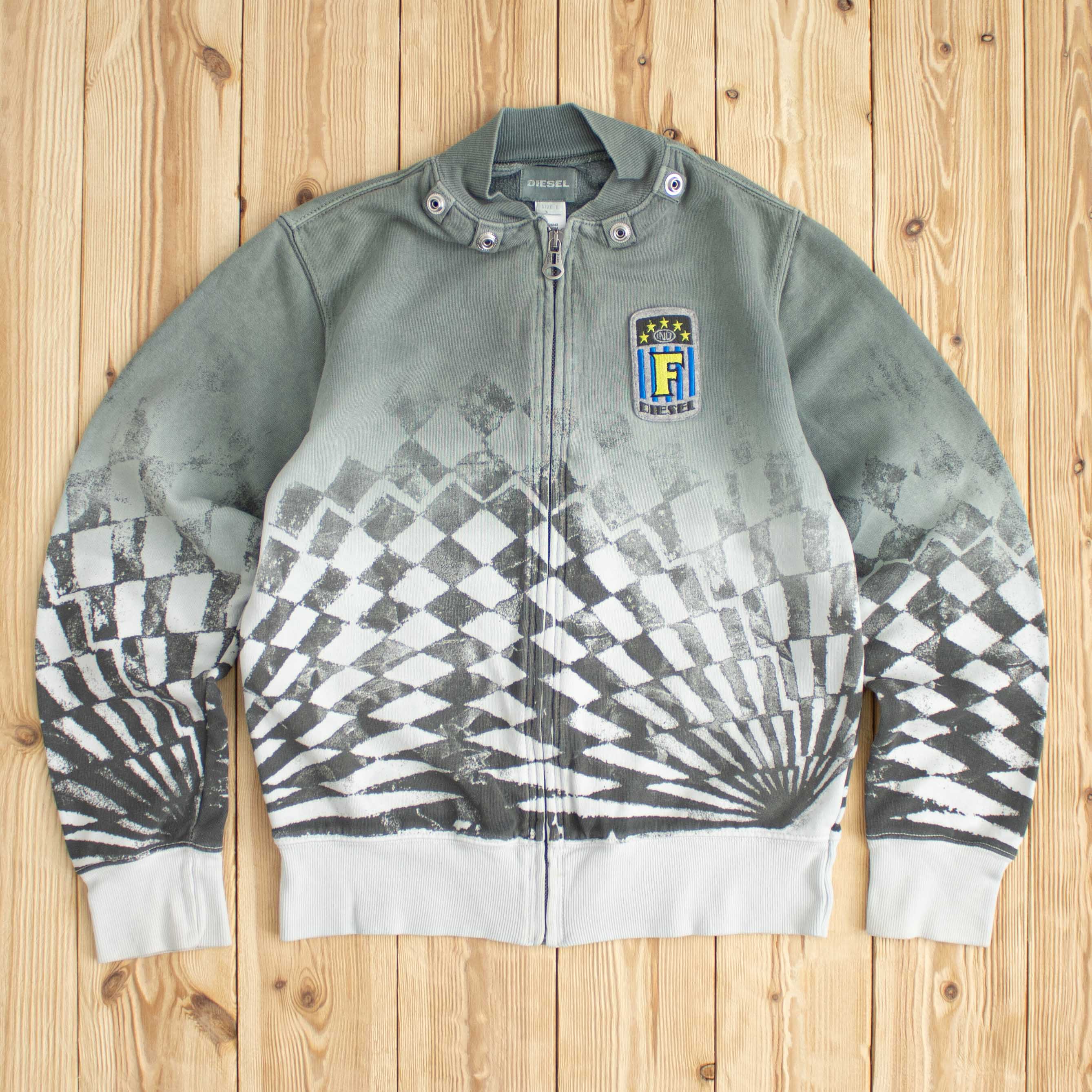 (XS/S) Vintage Diesel Embroidered Full-Zip Sweatshirt