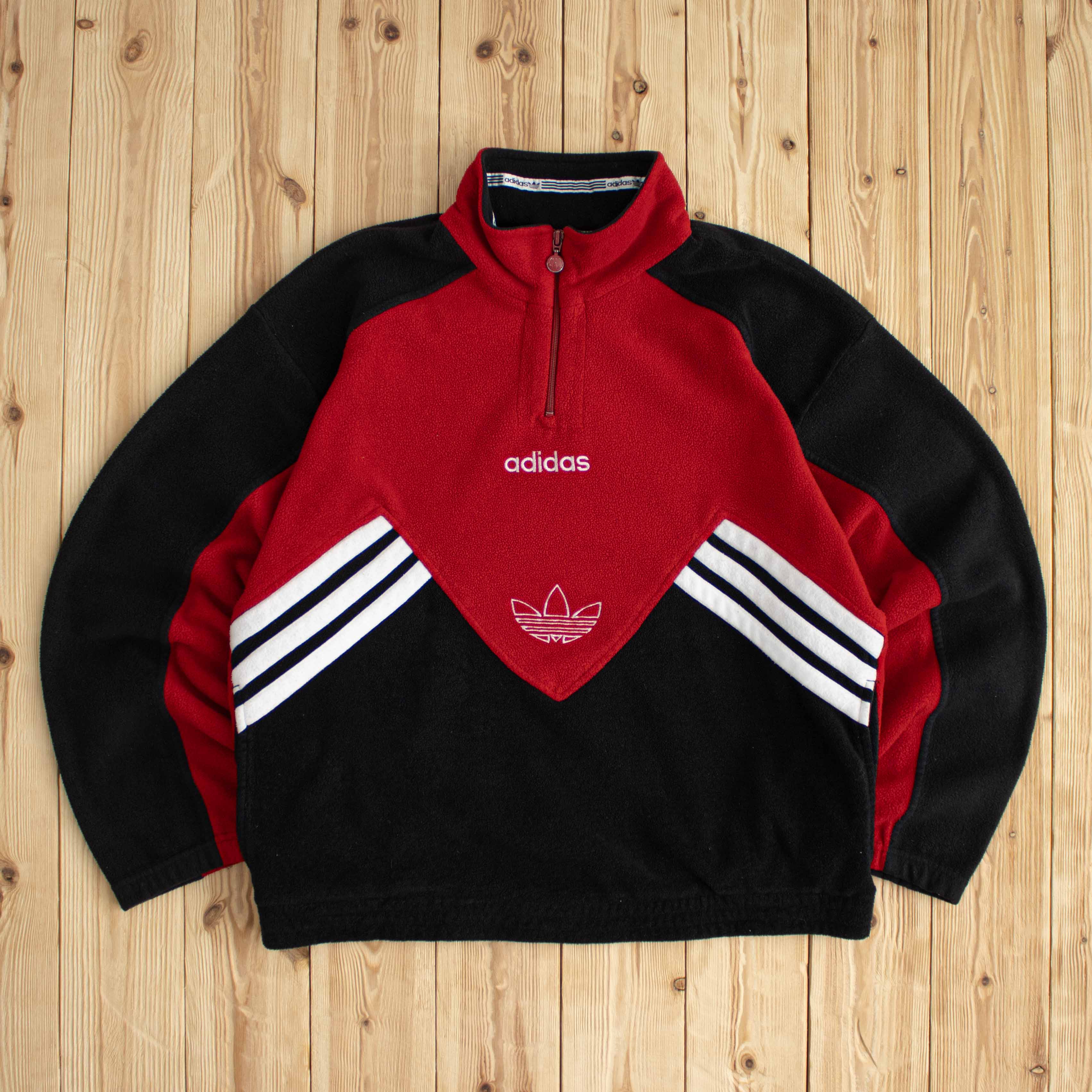 (M/L) Vintage Adidas Embroidered Quarter-Zip