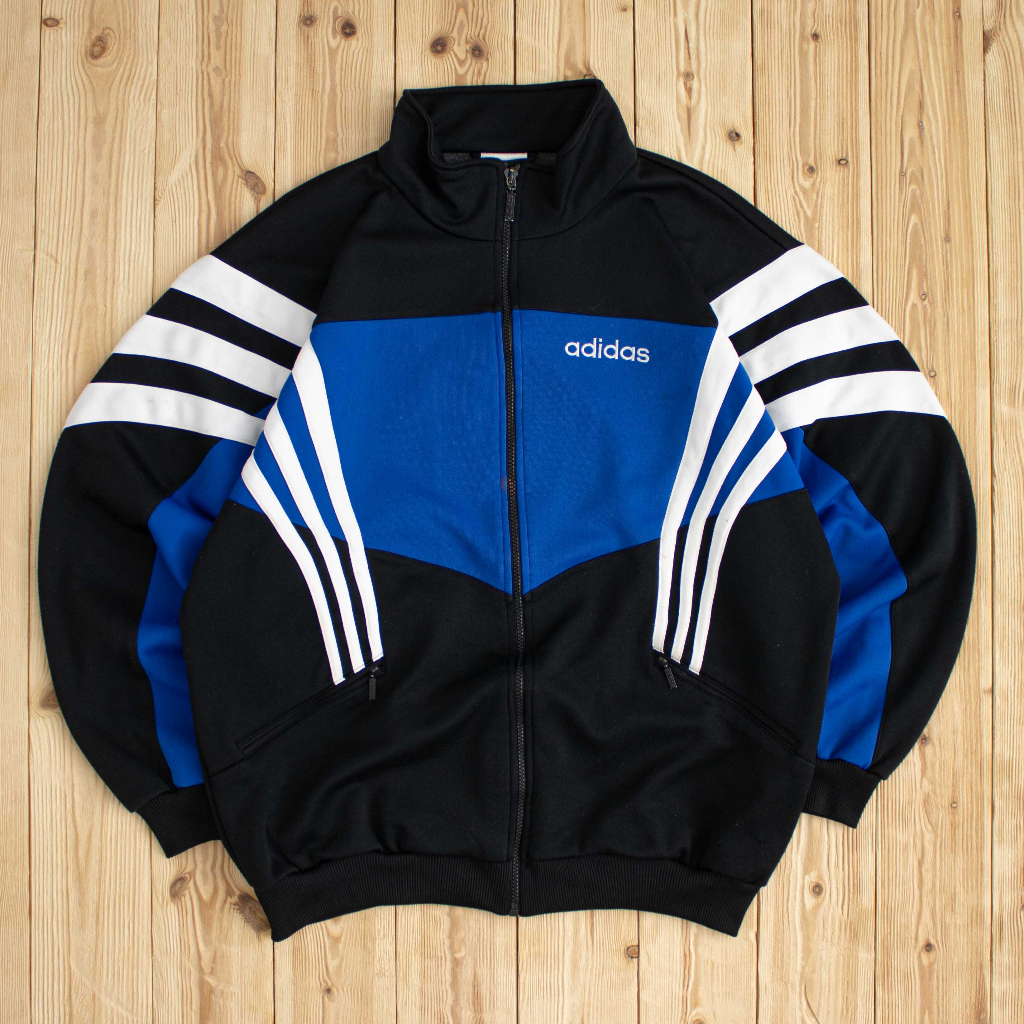 (L) Vintage Adidas Embroidered Full-Zip Sweatshirt