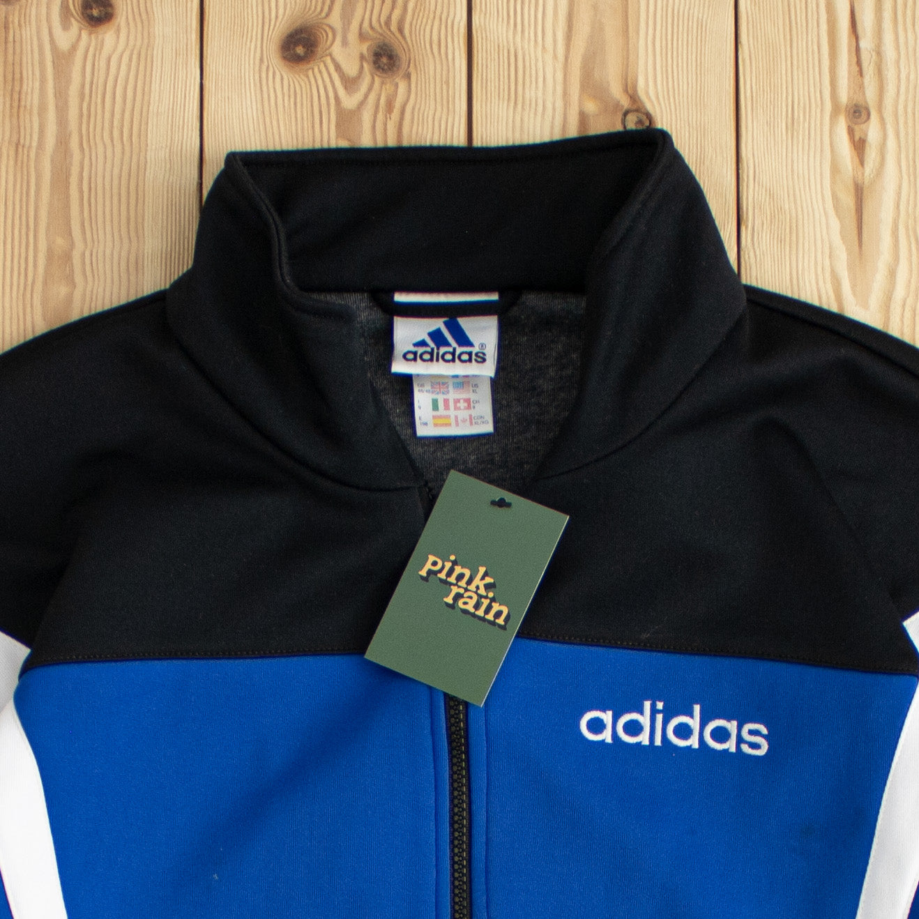 (L) Vintage Adidas Embroidered Full-Zip Sweatshirt