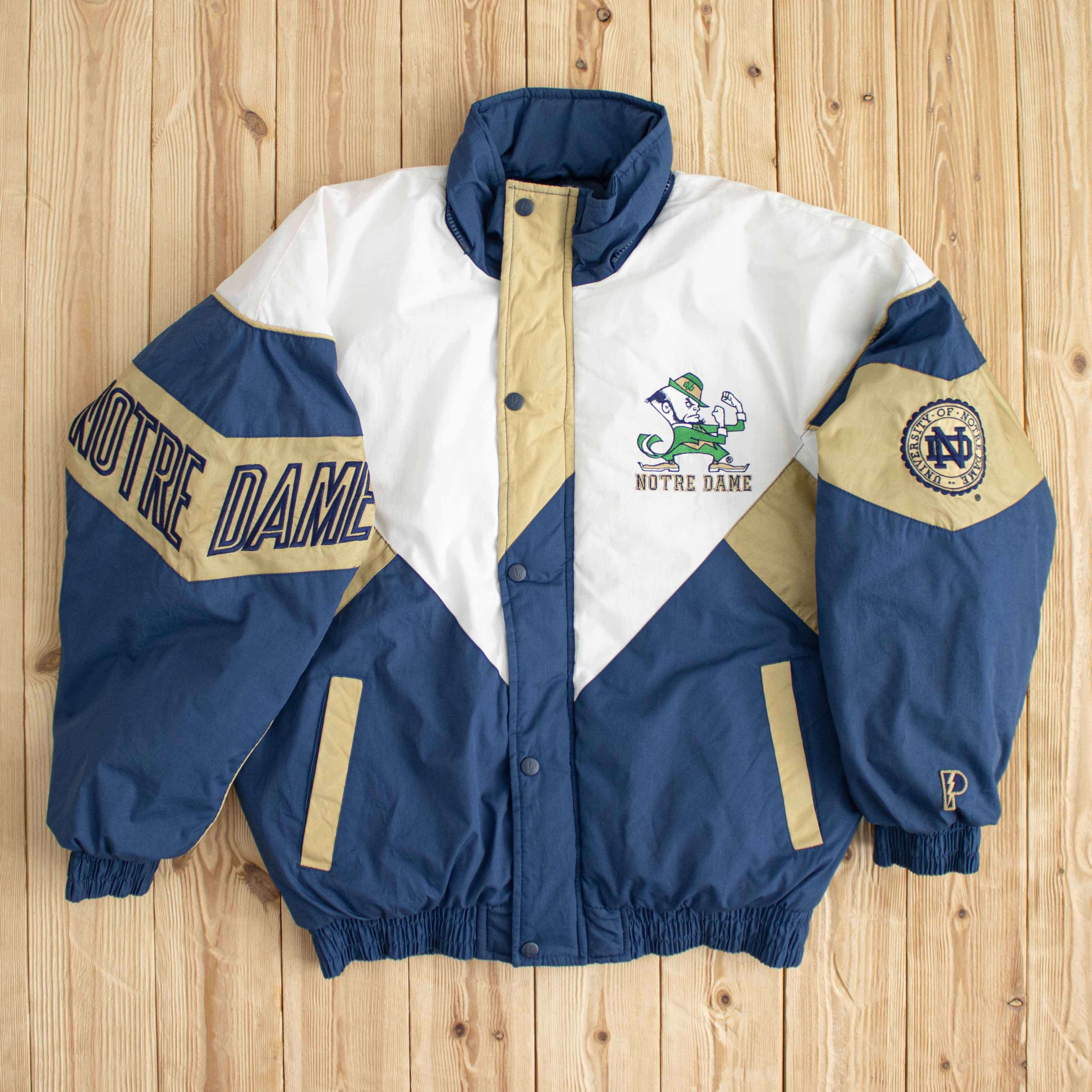 (M/L) Vintage Notre Dame Irish Pro Player Embroidered Puffer Jacket