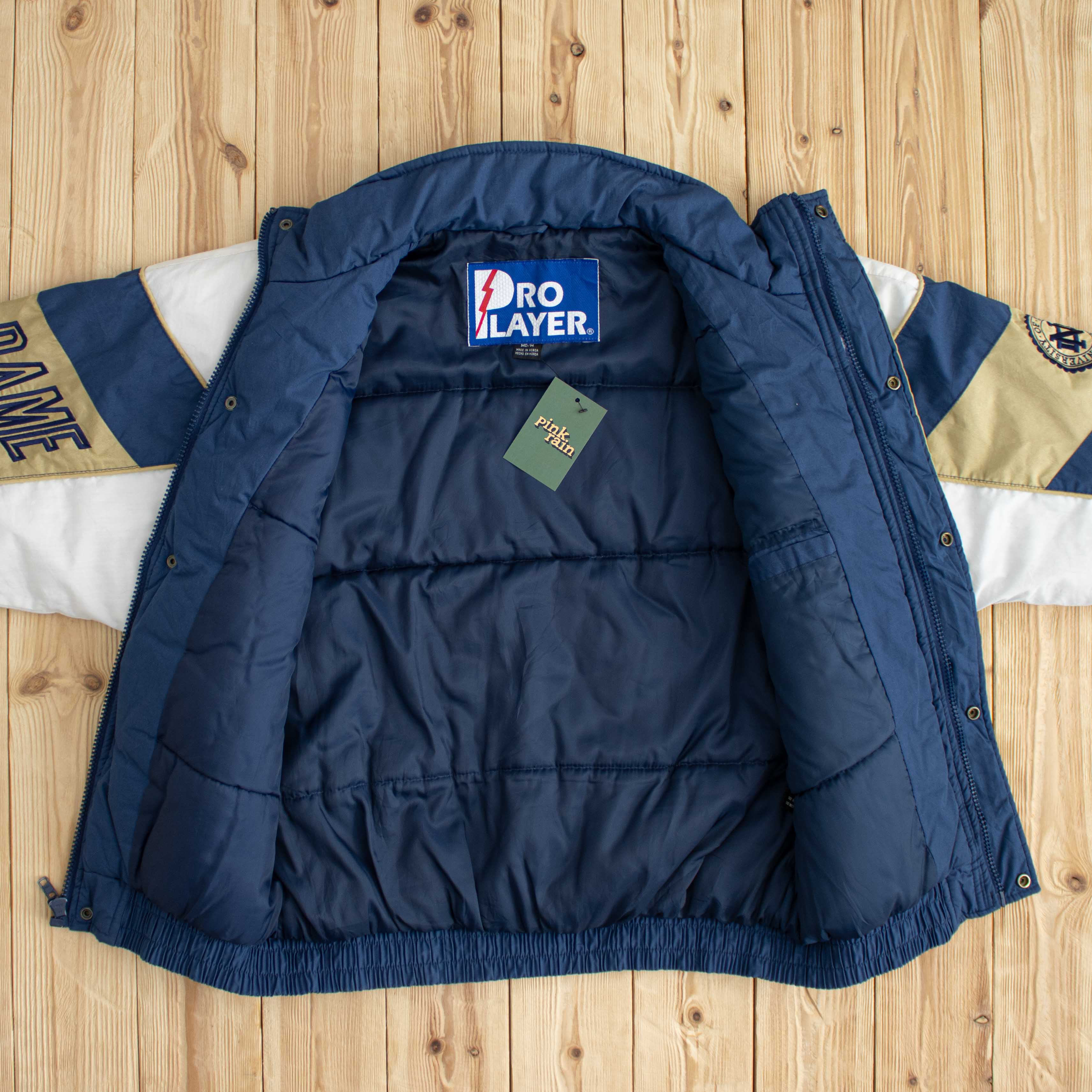 (M/L) Vintage Notre Dame Irish Pro Player Embroidered Puffer Jacket