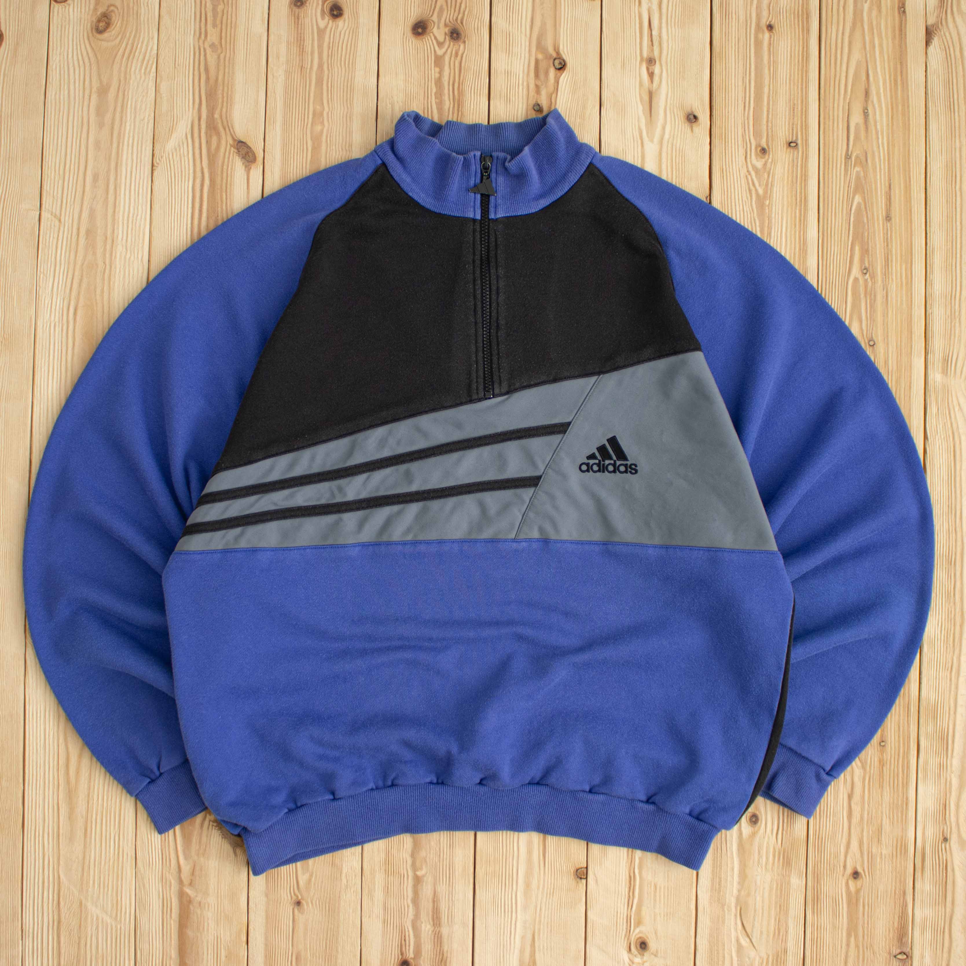 (L) Vintage Adidas Embroidered Quarter-Zip Sweatshirt