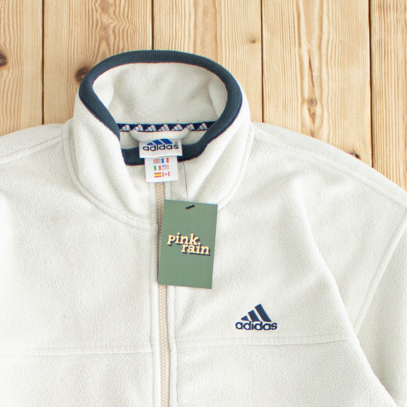 (M) Vintage Adidas Essential Embroidered Fleece Full-Zip Sweatshirt