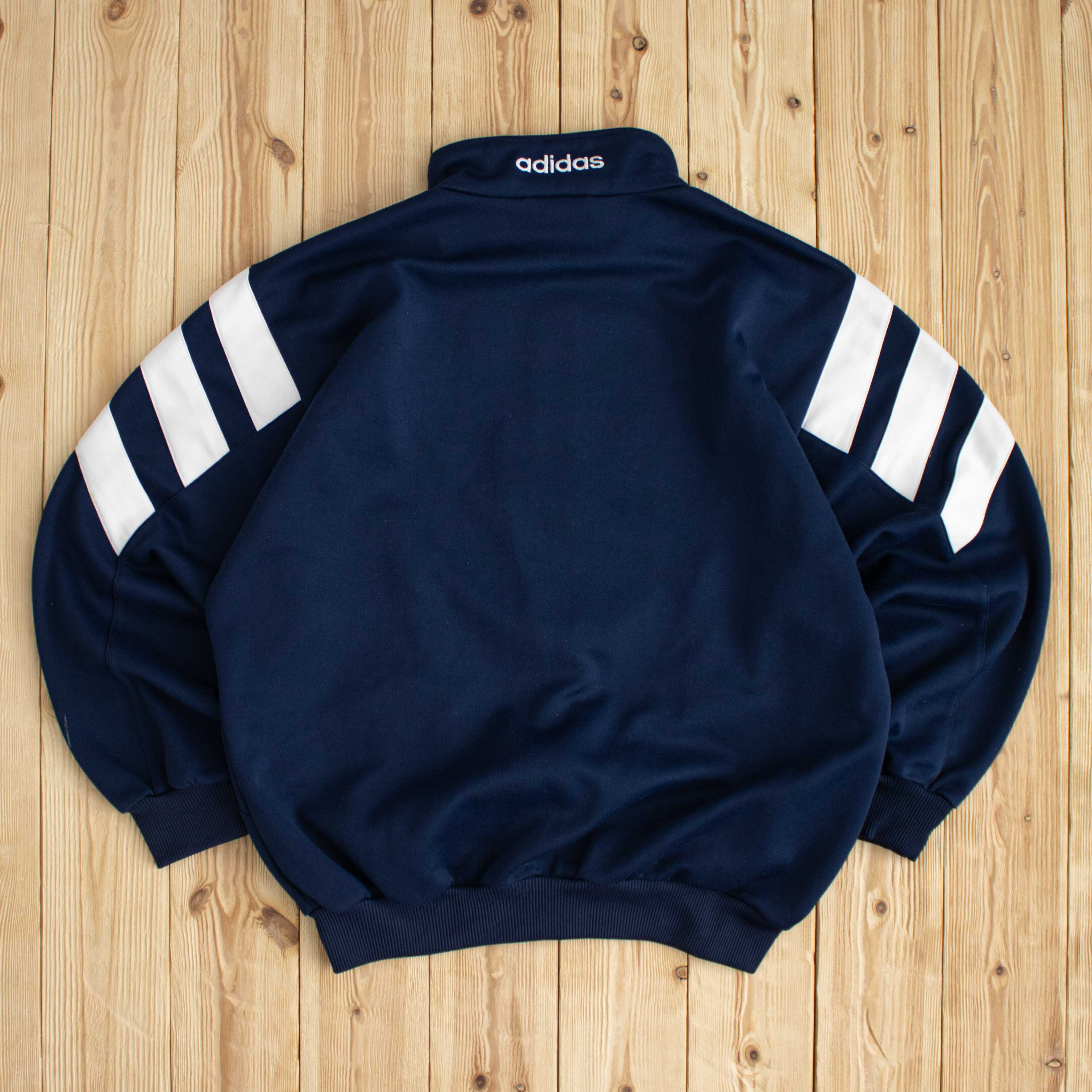 (L) Vintage Adidas Embroidered Full-Zip Sweatshirt
