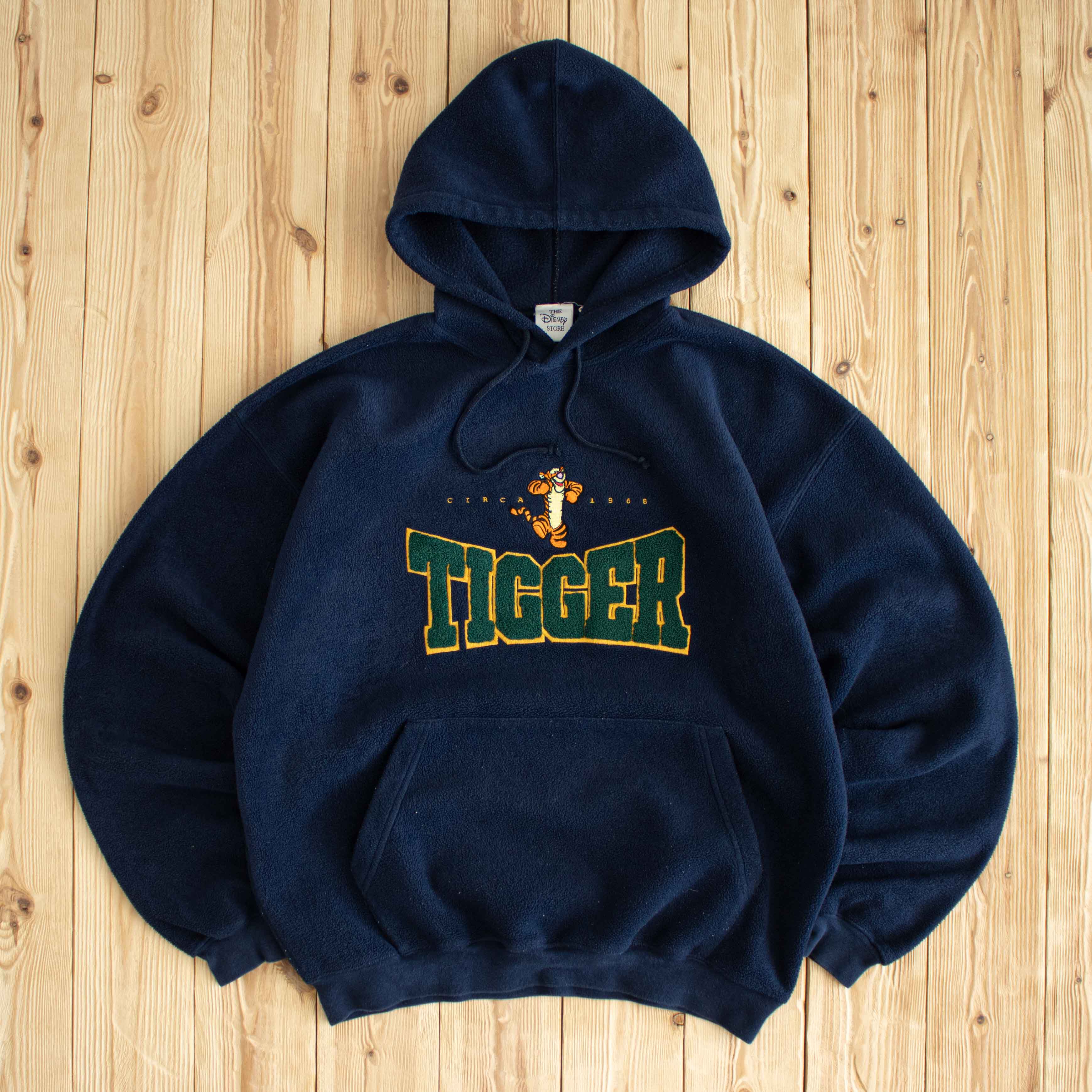 (M/L) Vintage Tigger Embroidered Fleece Hoodie