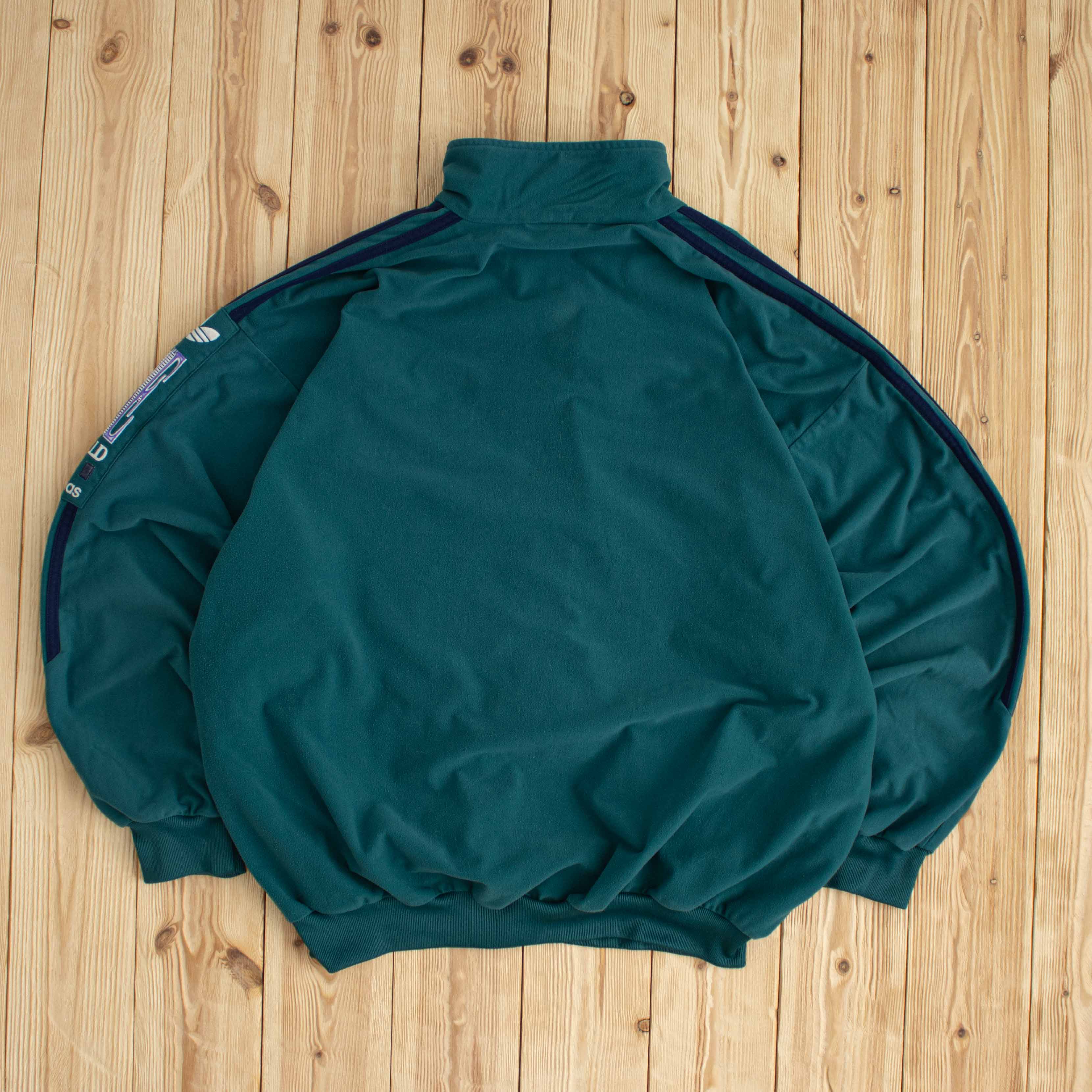 (L) Vintage Adidas 'One World' Embroidered Full-Zip Sweatshirt