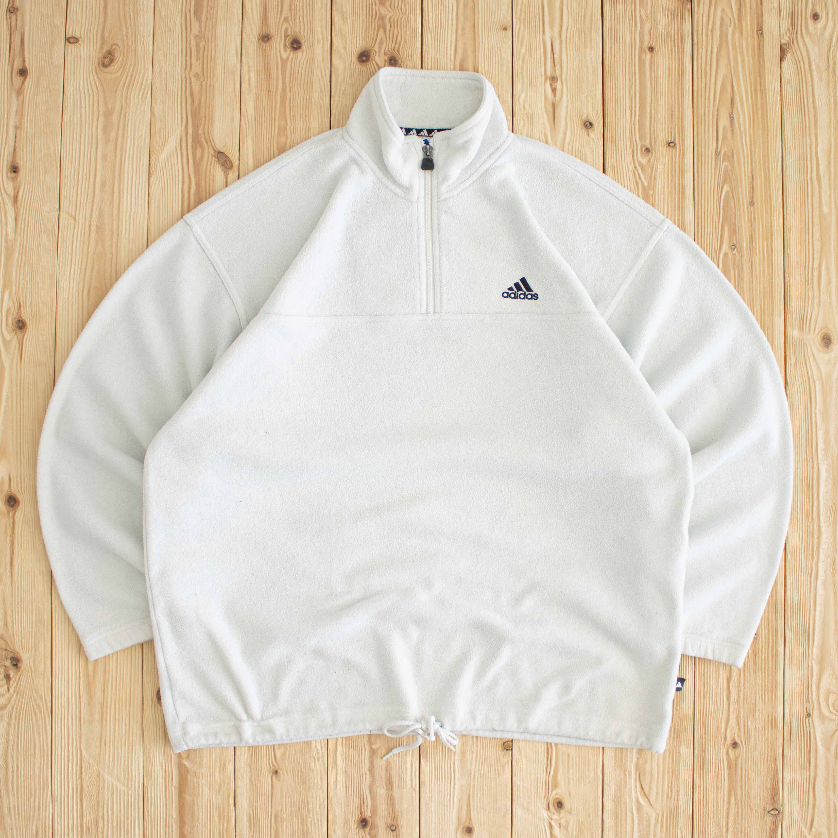 (L) Vintage Adidas Essential Embroidered Fleece Quarter-Zip Sweatshirt