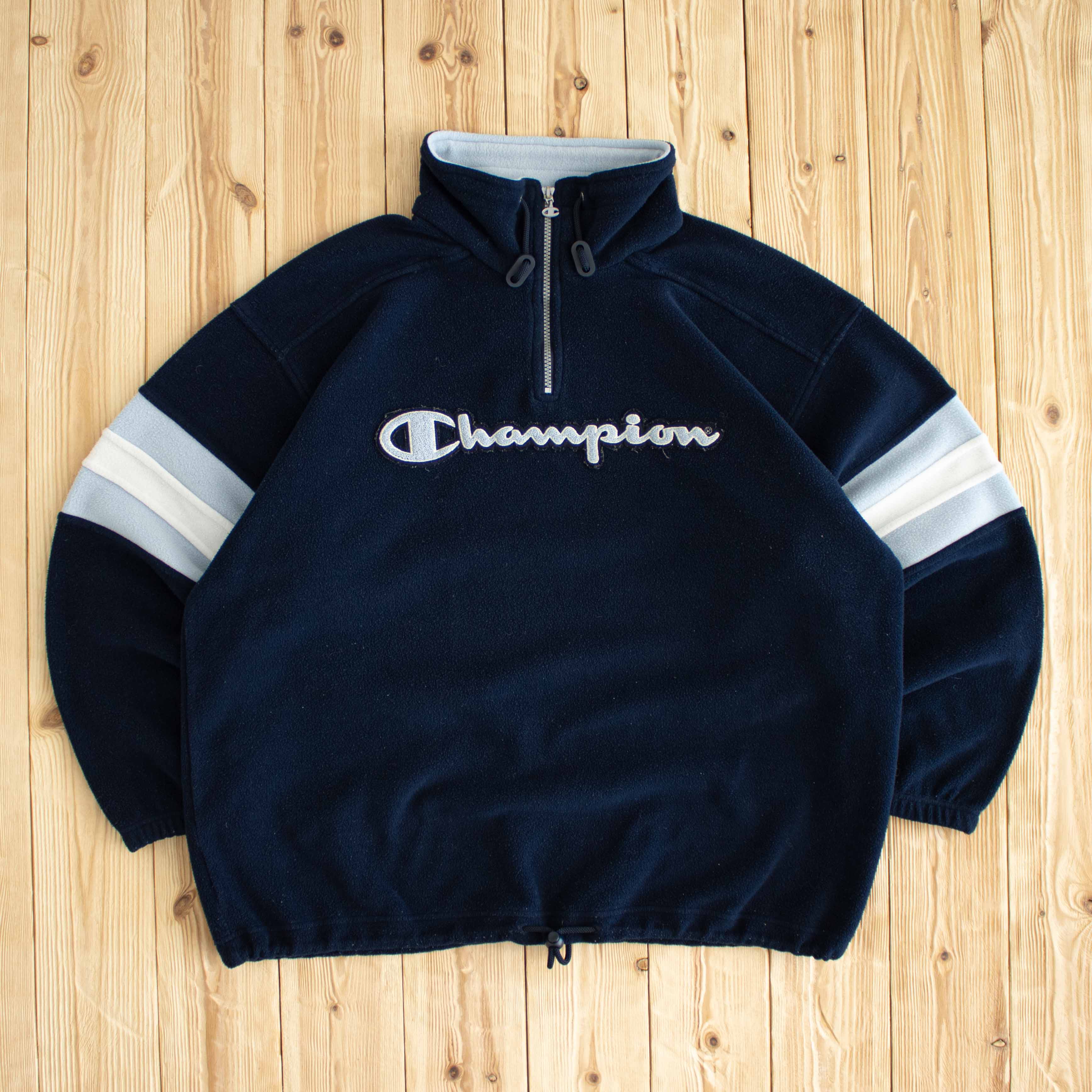 (L) Vintage Champion Embroidered Fleece Quarter-Zip