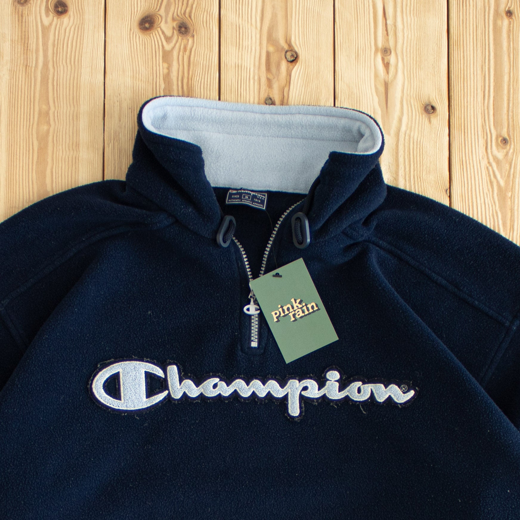 (L) Vintage Champion Embroidered Fleece Quarter-Zip