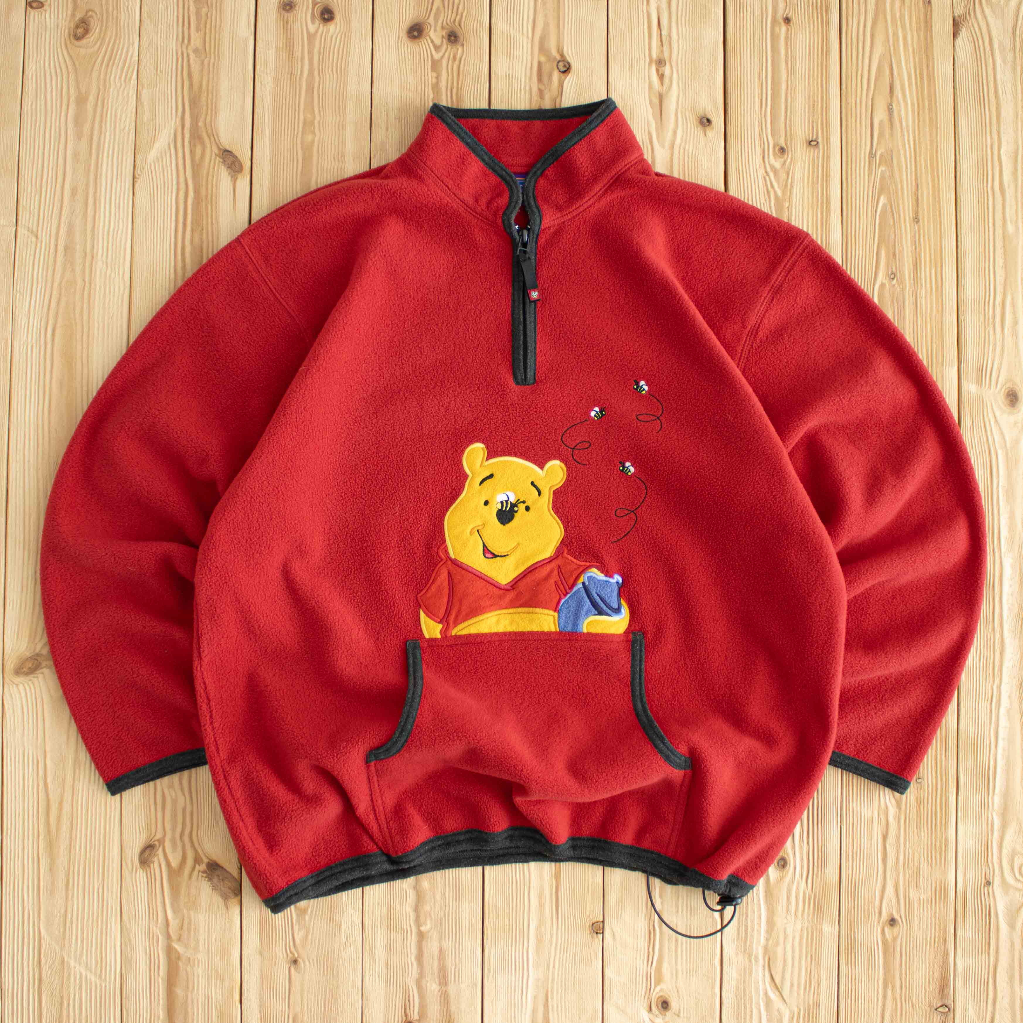 (L) Vintage Winnie The Pooh Embroidered Fleece Quarter-Zip