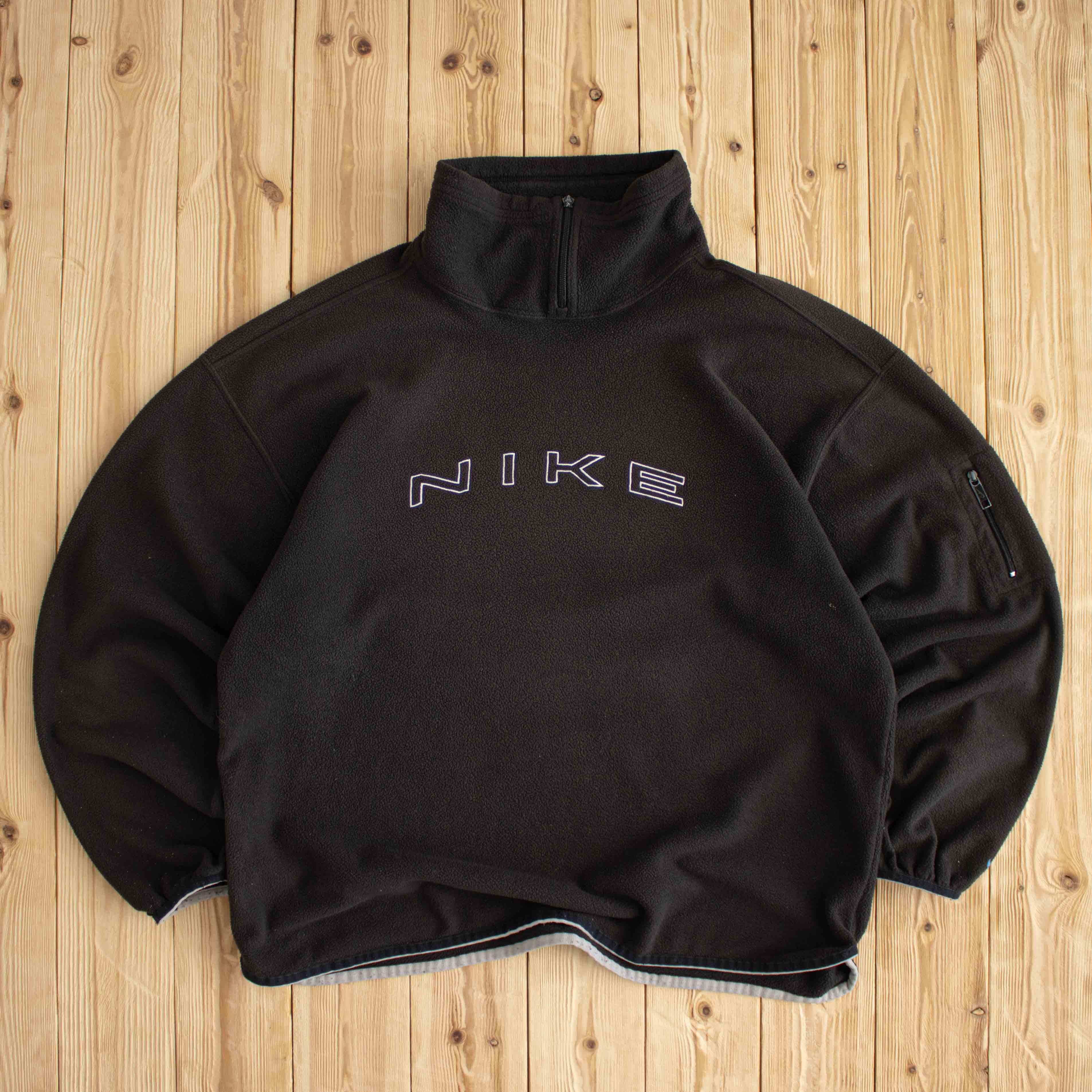 (XL) Vintage Nike Spell Out Embroidered Fleece Quarter-Zip