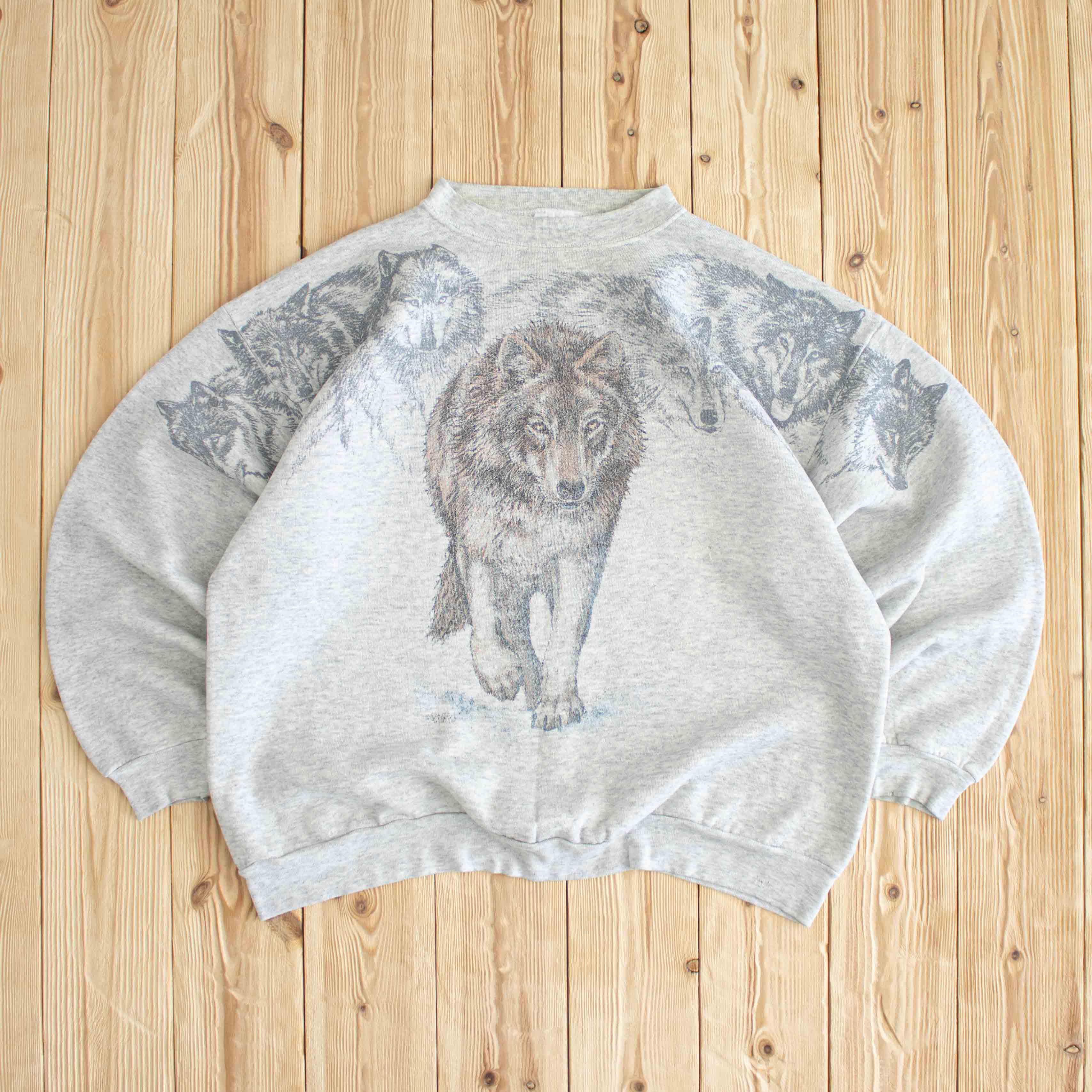 (M) 1996 Sansegal Wolves Vintage Double Sided Sweatshirt Gray