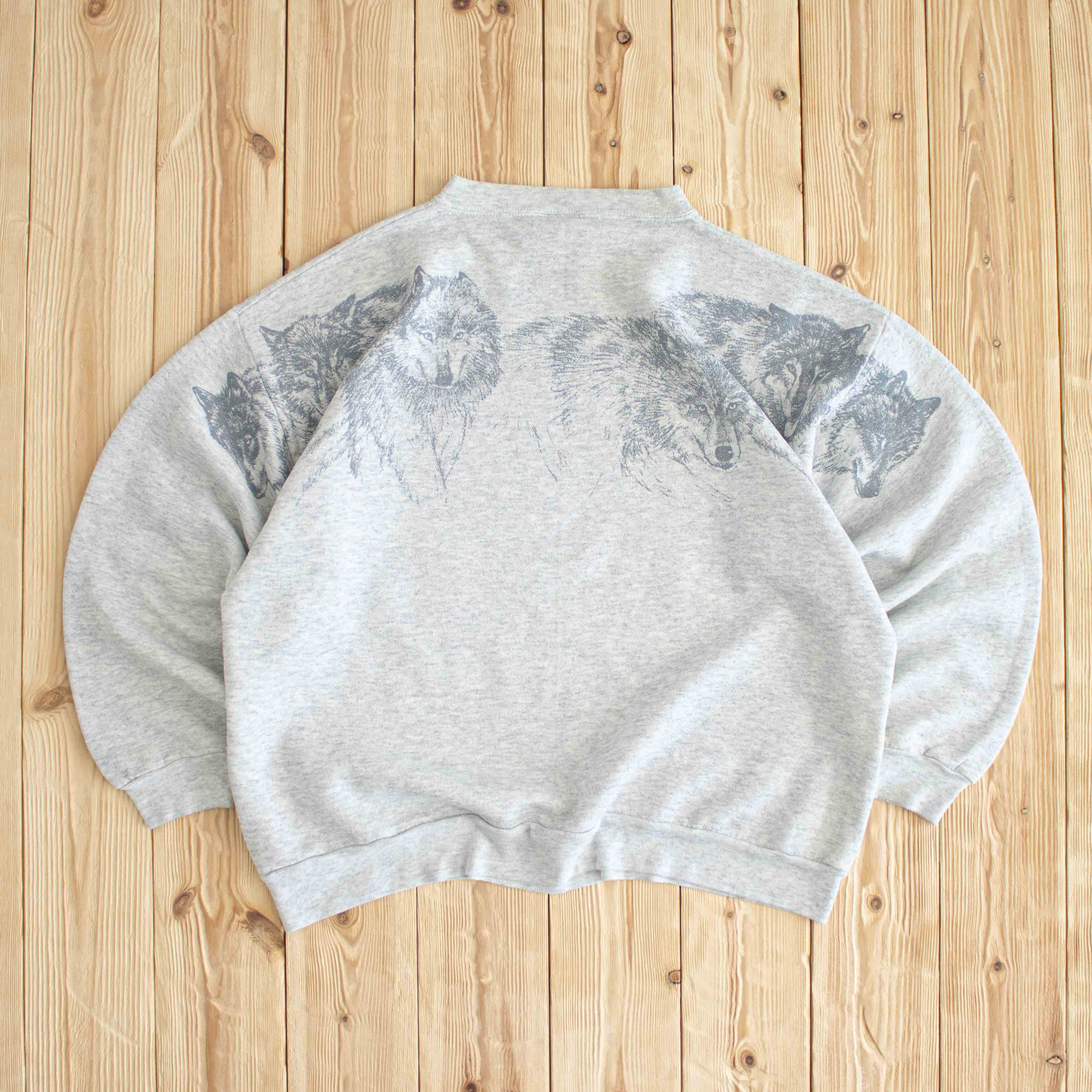 (M) 1996 Sansegal Wolves Vintage Double Sided Sweatshirt Gray