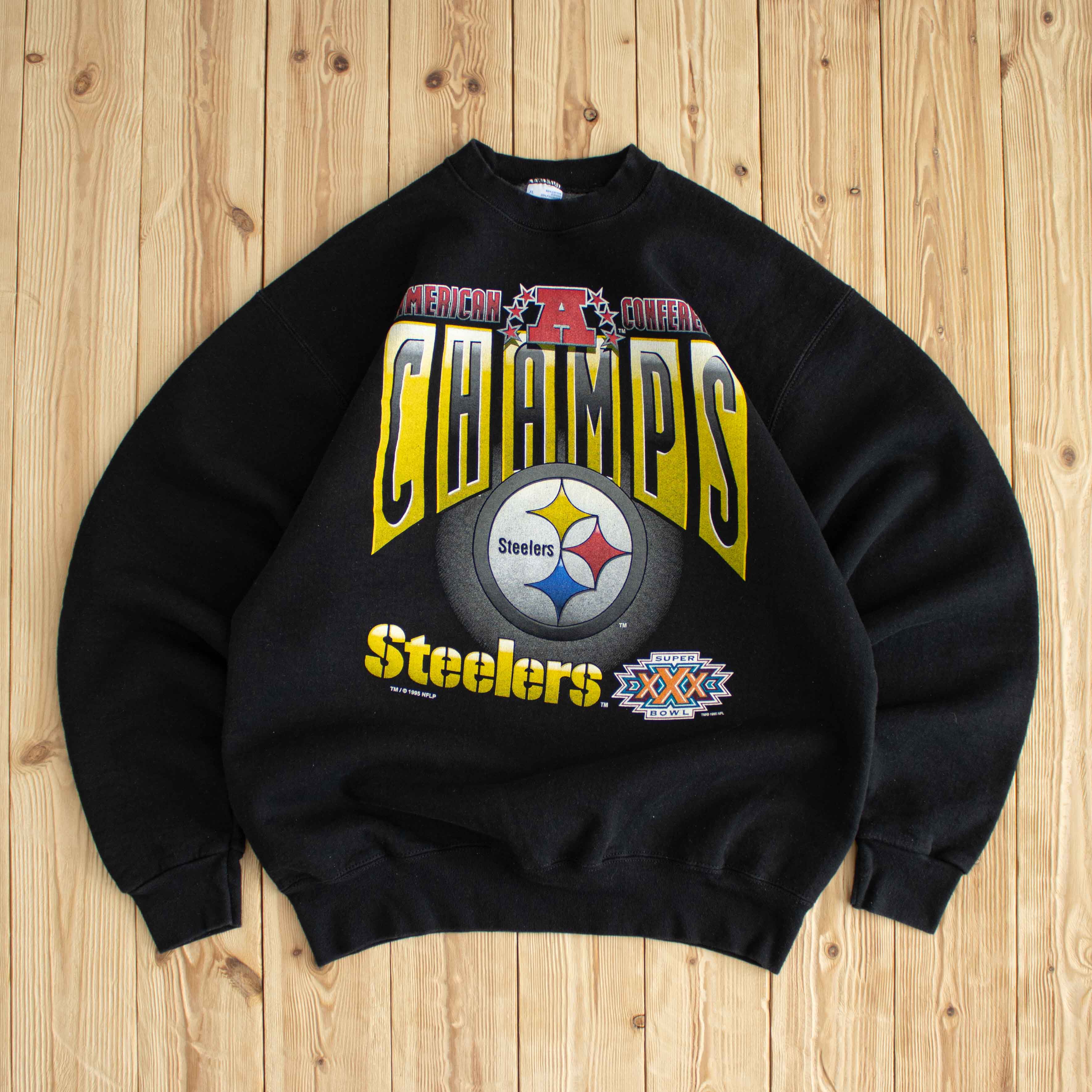 (L/XL) 1995 Pittsburgh Steelers Vintage Super Bowl Sweatshirt Black