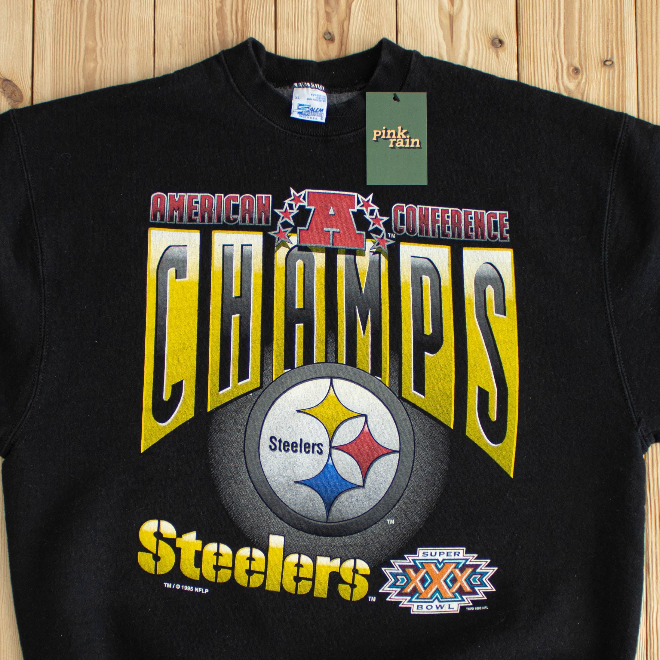(L/XL) 1995 Pittsburgh Steelers Vintage Super Bowl Sweatshirt Black
