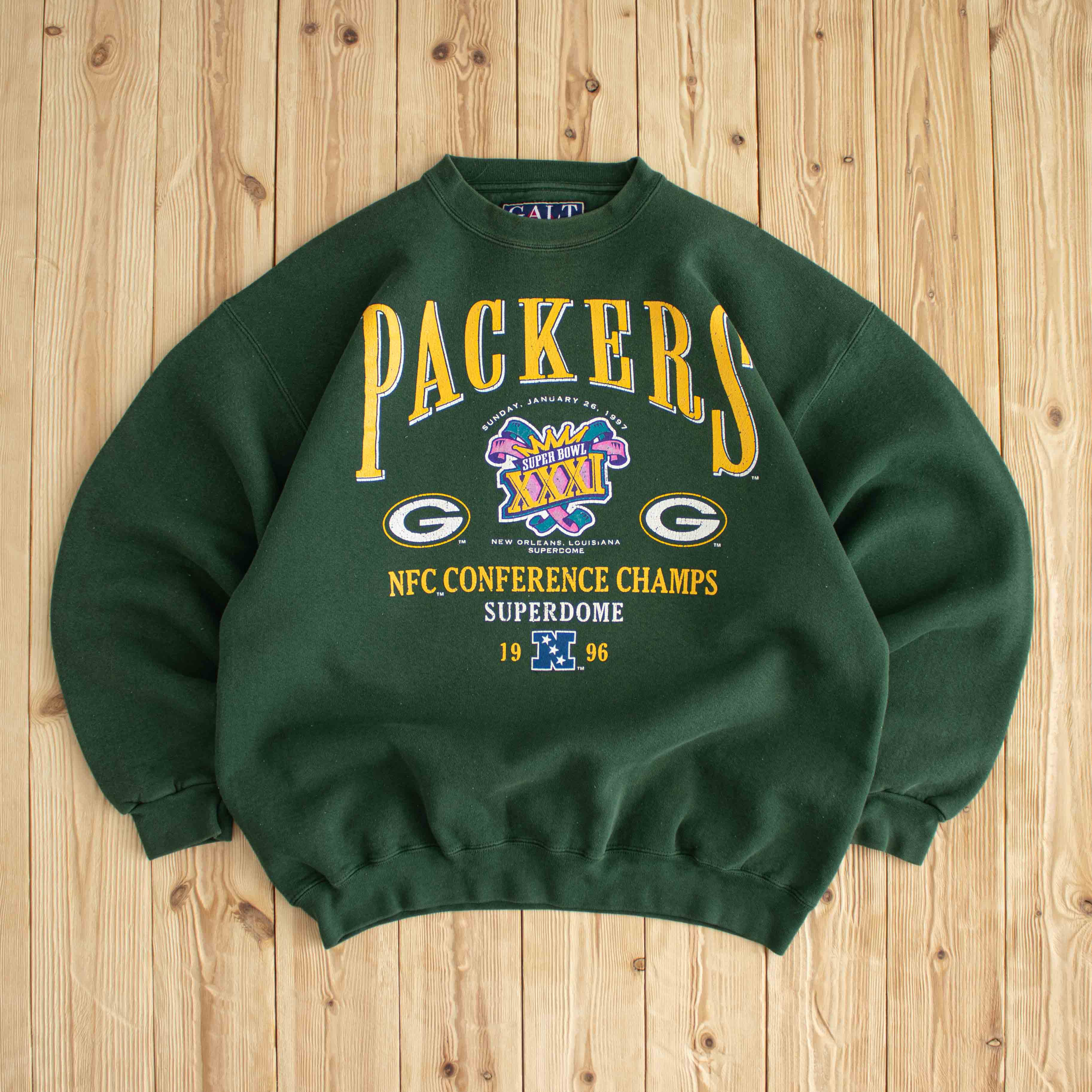 (L) 1996 Green Bay Packers Vintage Super Bowl XXXI Sweatshirt Green