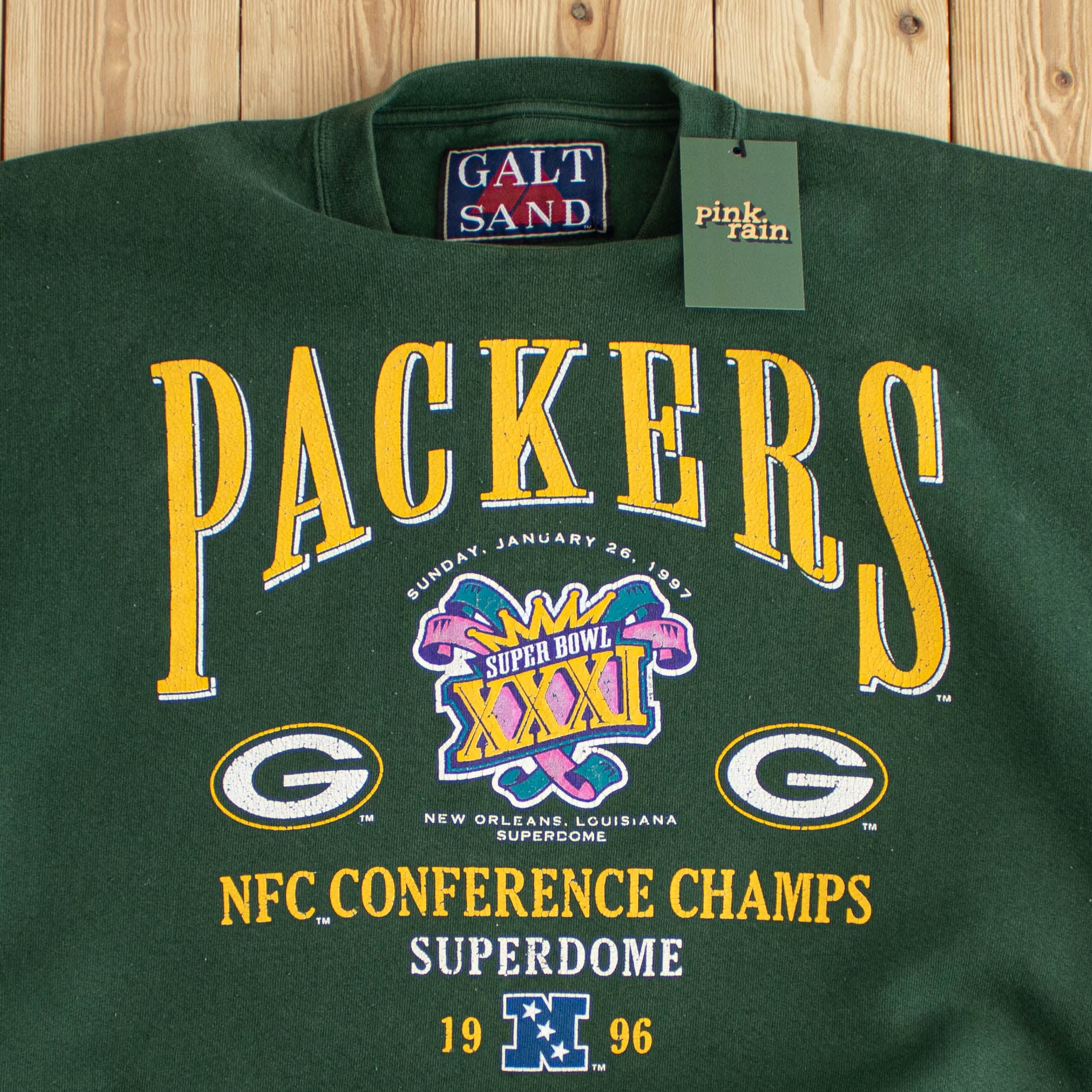 (L) 1996 Green Bay Packers Vintage Super Bowl XXXI Sweatshirt Green