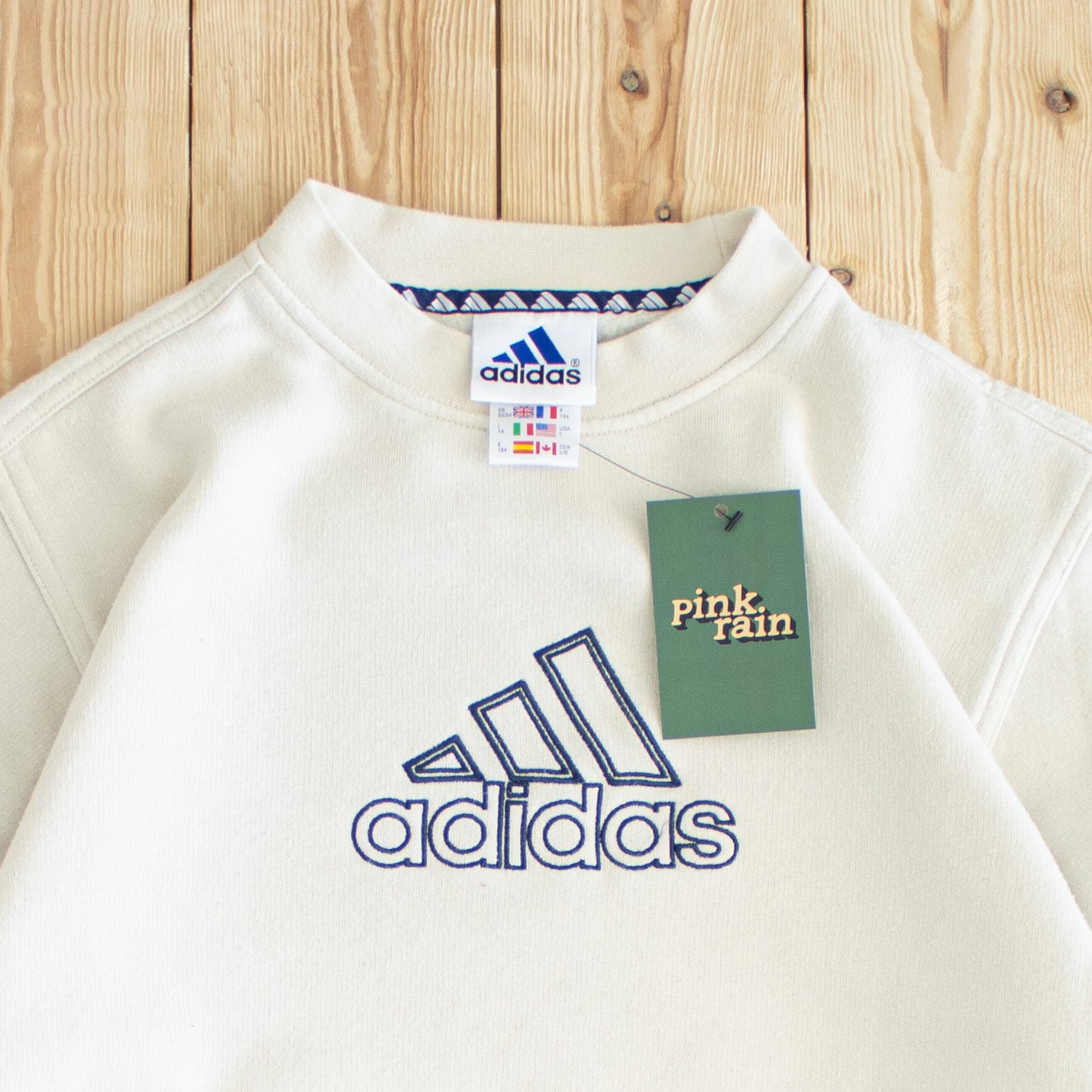 (S) Adidas Vintage Logo Embroidered Sweatshirt Beige