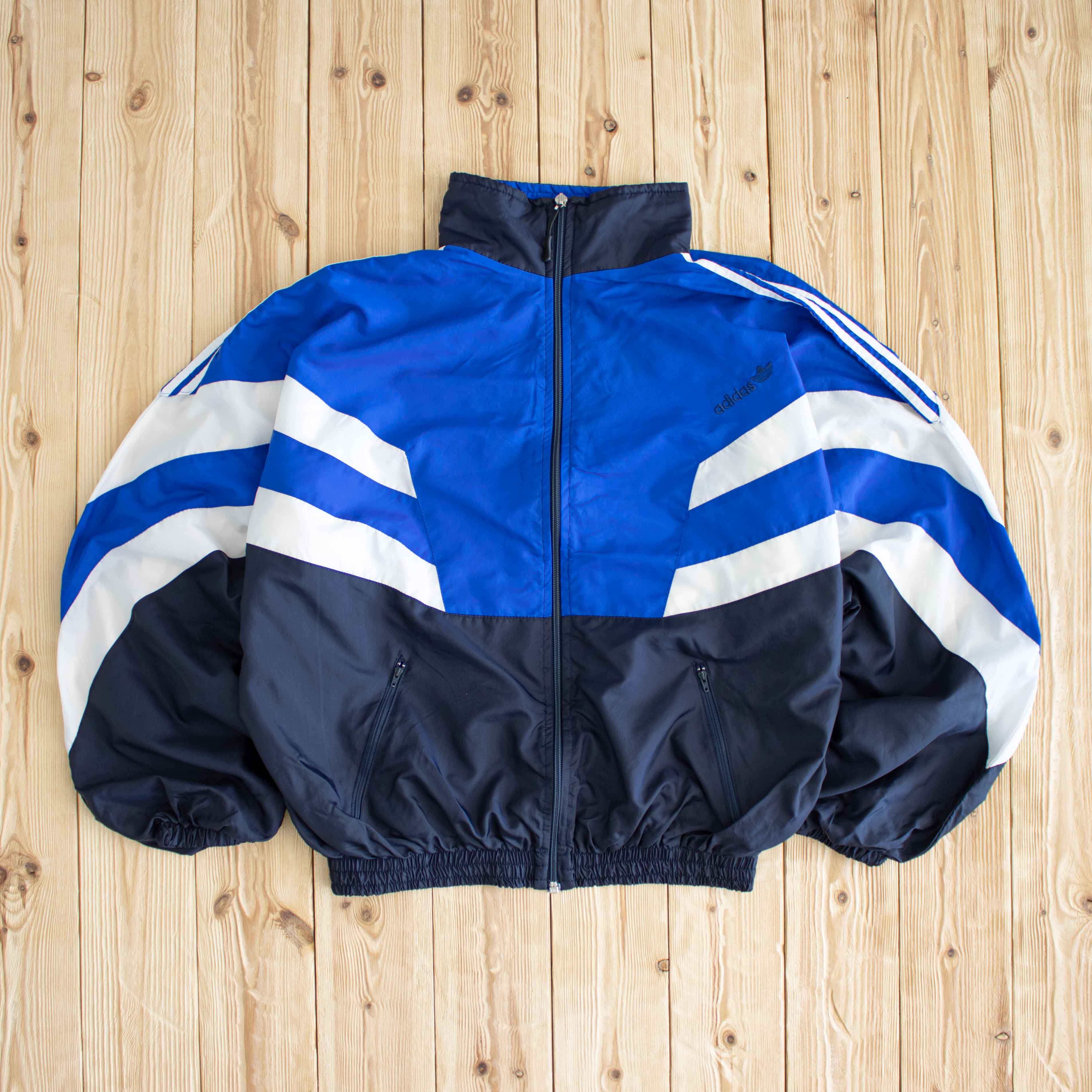 (M/L) Adidas Vintage Embroidered Jacket Blue