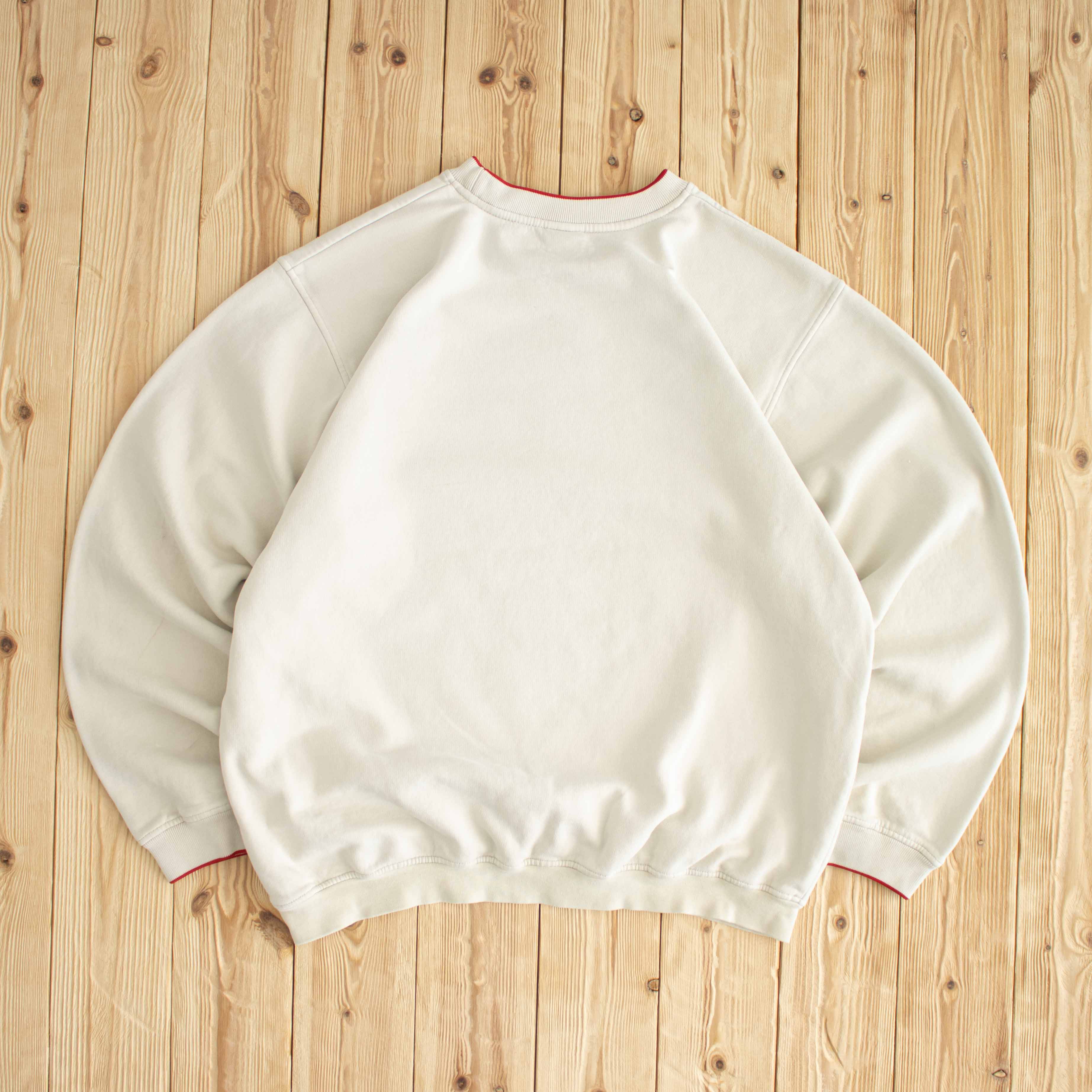 (L/XL) Nike Vintage Athletic Embroidered Sweatshirt Beige