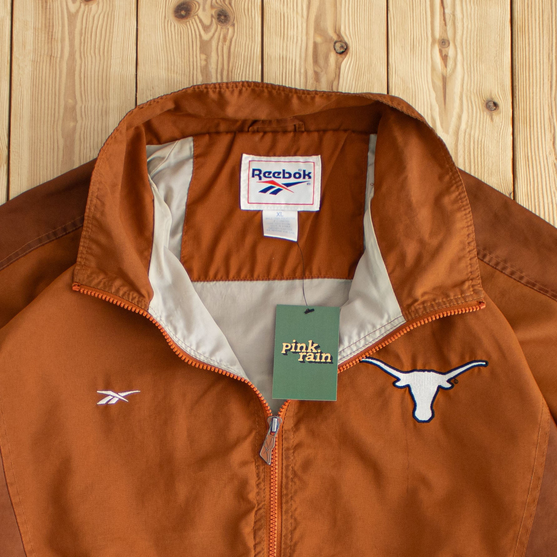 (XL) Reebok Vintage Texas Longhorns Embroidered Jacket Orange