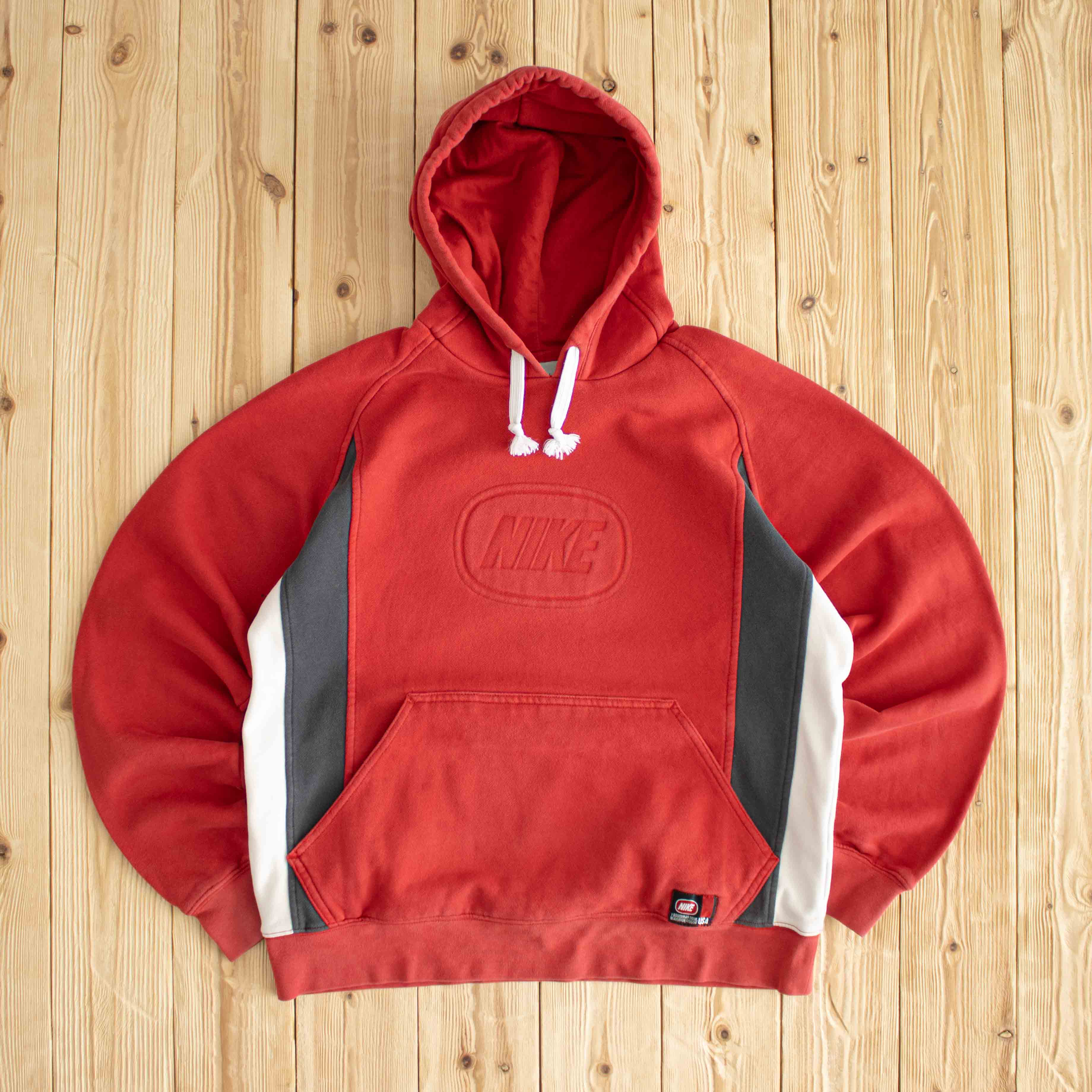 (S/M) Nike Vintage Embossed Hoodie Red