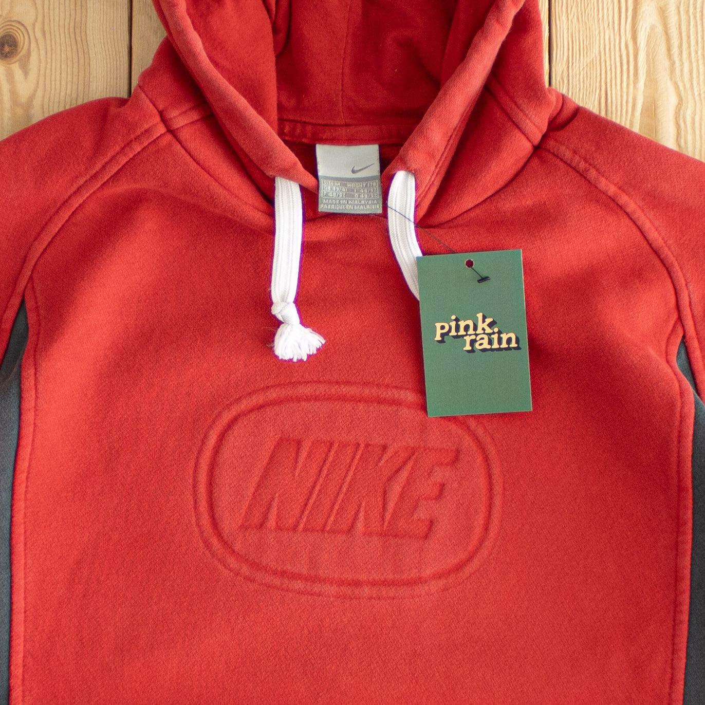 (S/M) Nike Vintage Embossed Hoodie Red