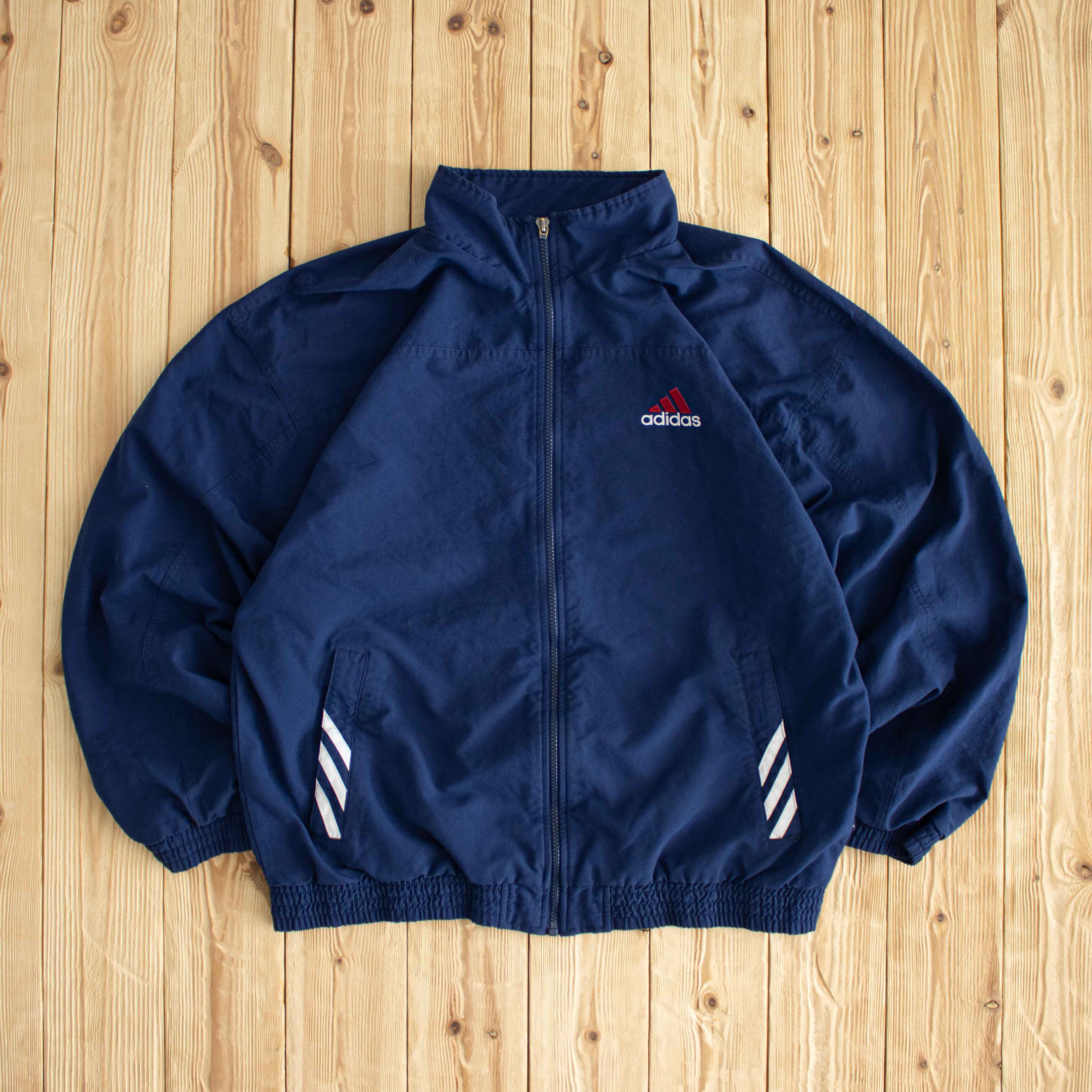 (M/L) Adidas Vintage Embroidered Jacket Blue