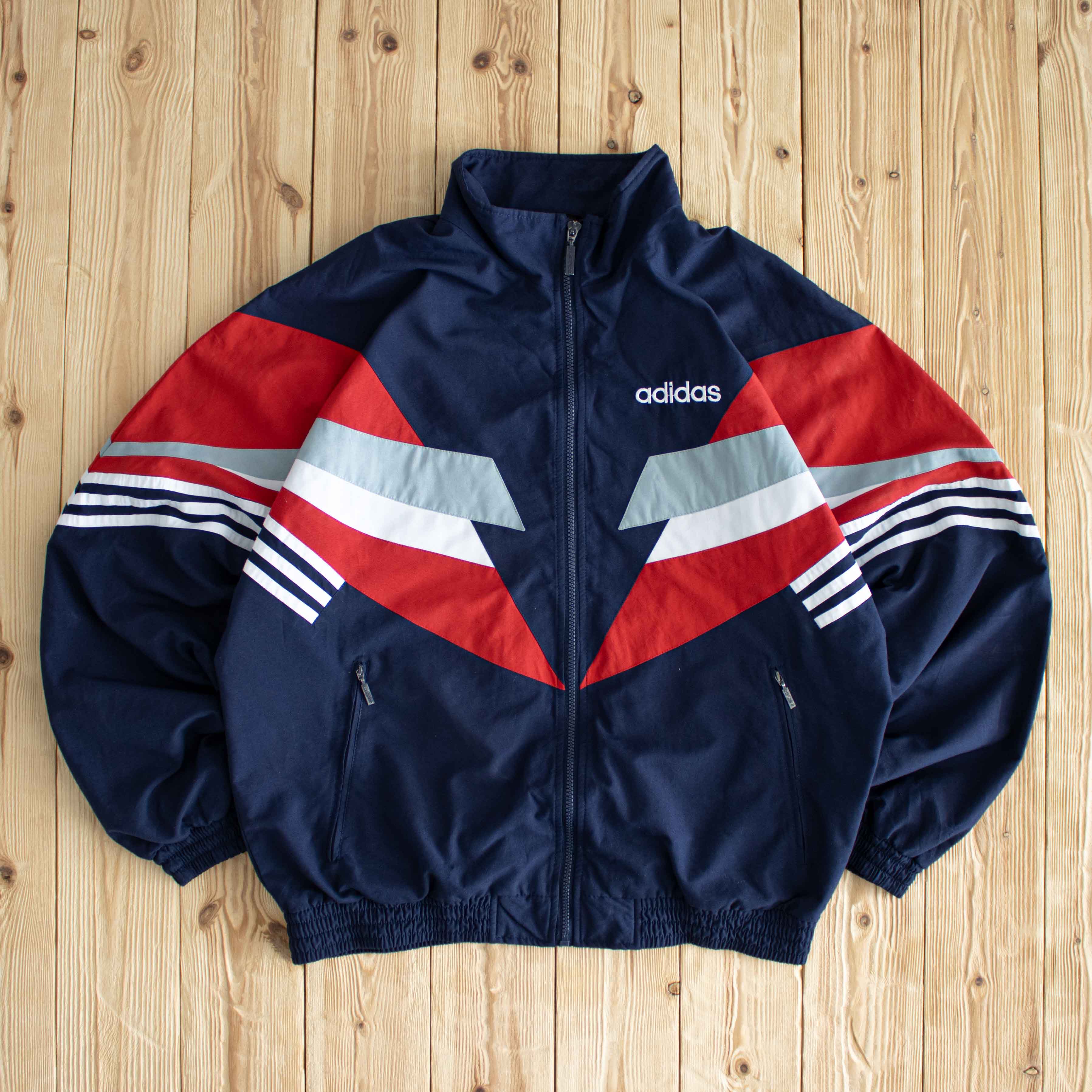 (L) Adidas Vintage Embroidered Jacket Blue