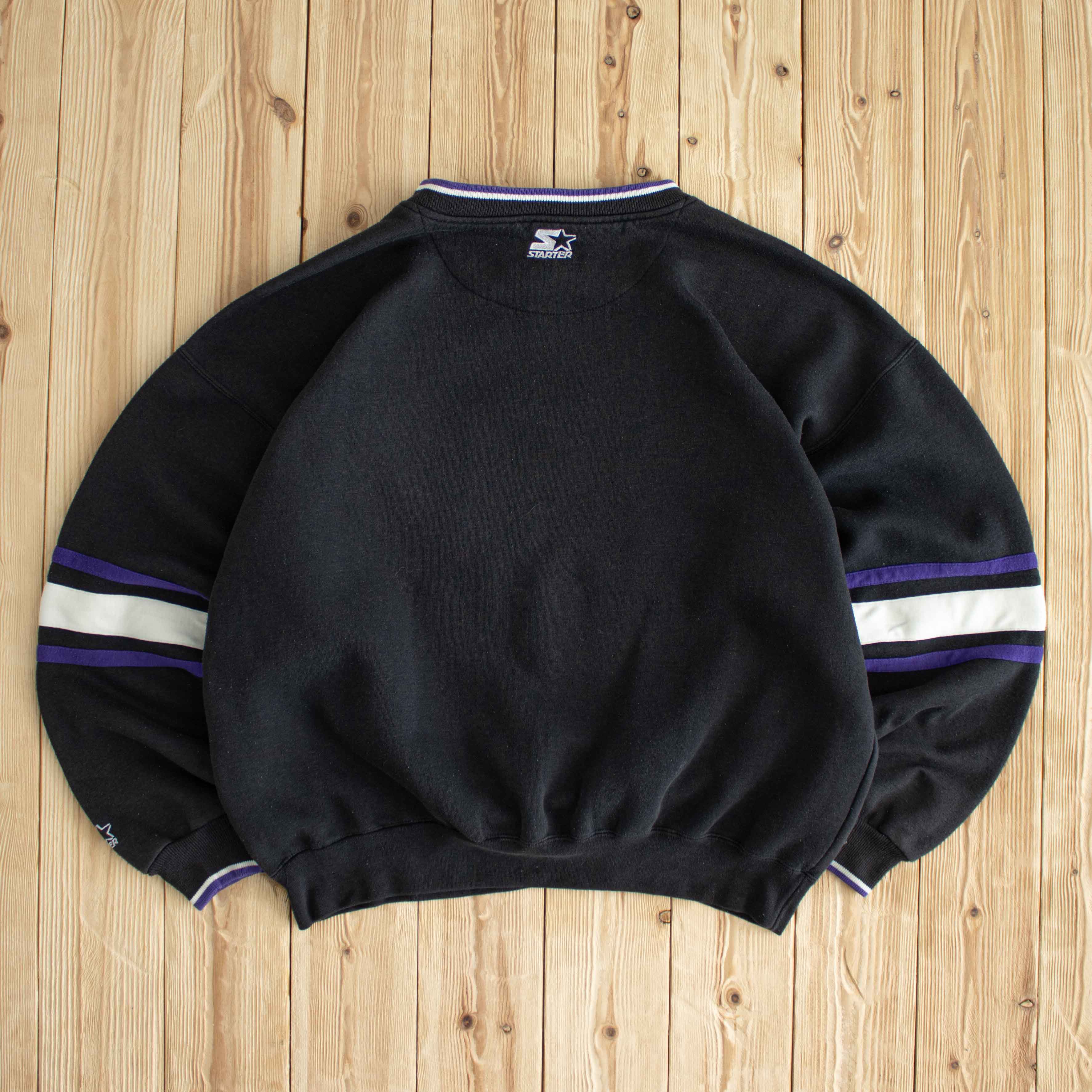 (L) Starter Vintage Los Angeles Lakers Embroidered Sweatshirt Black
