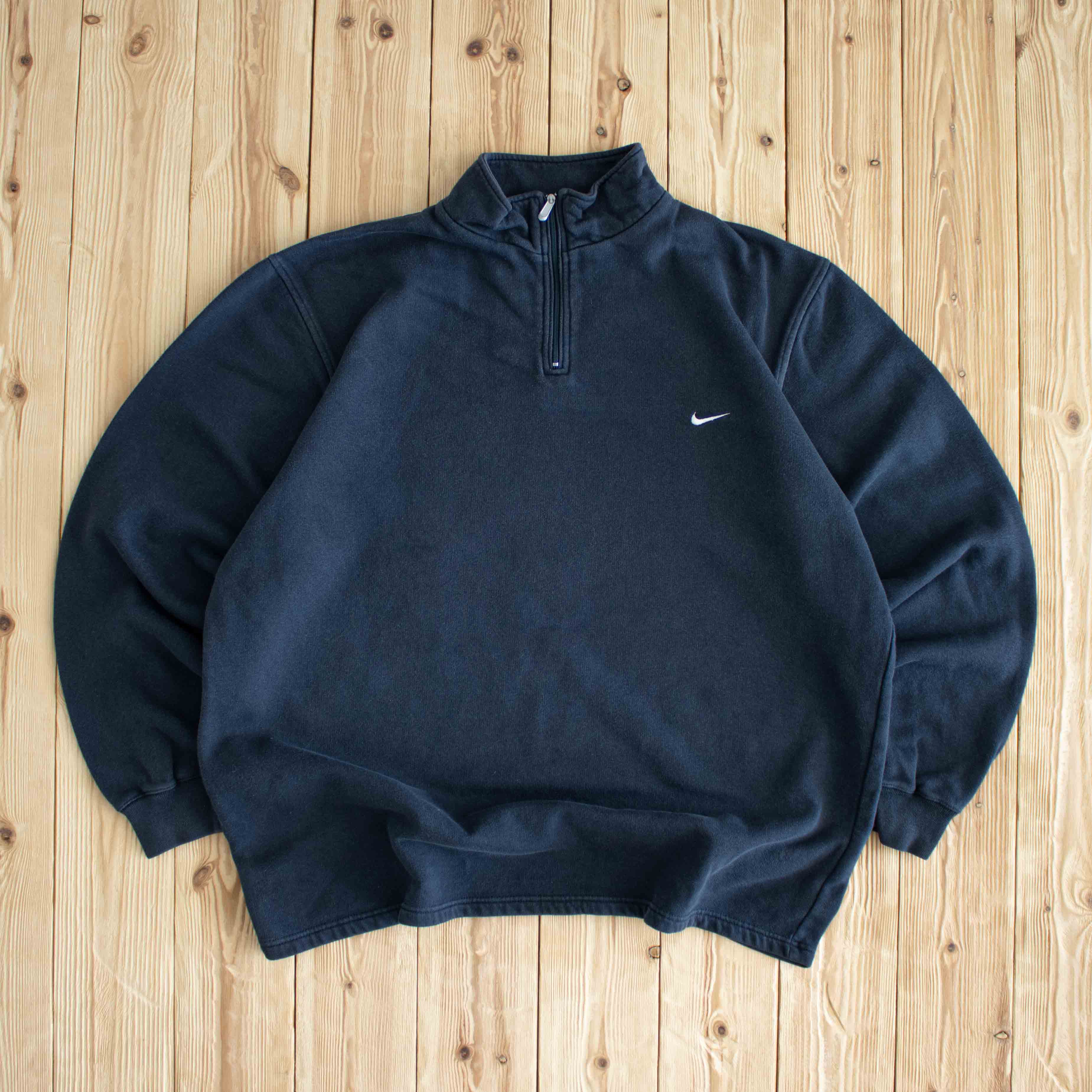 (L) Nike Vintage Essential Embroidered Quarter-Zip Blue