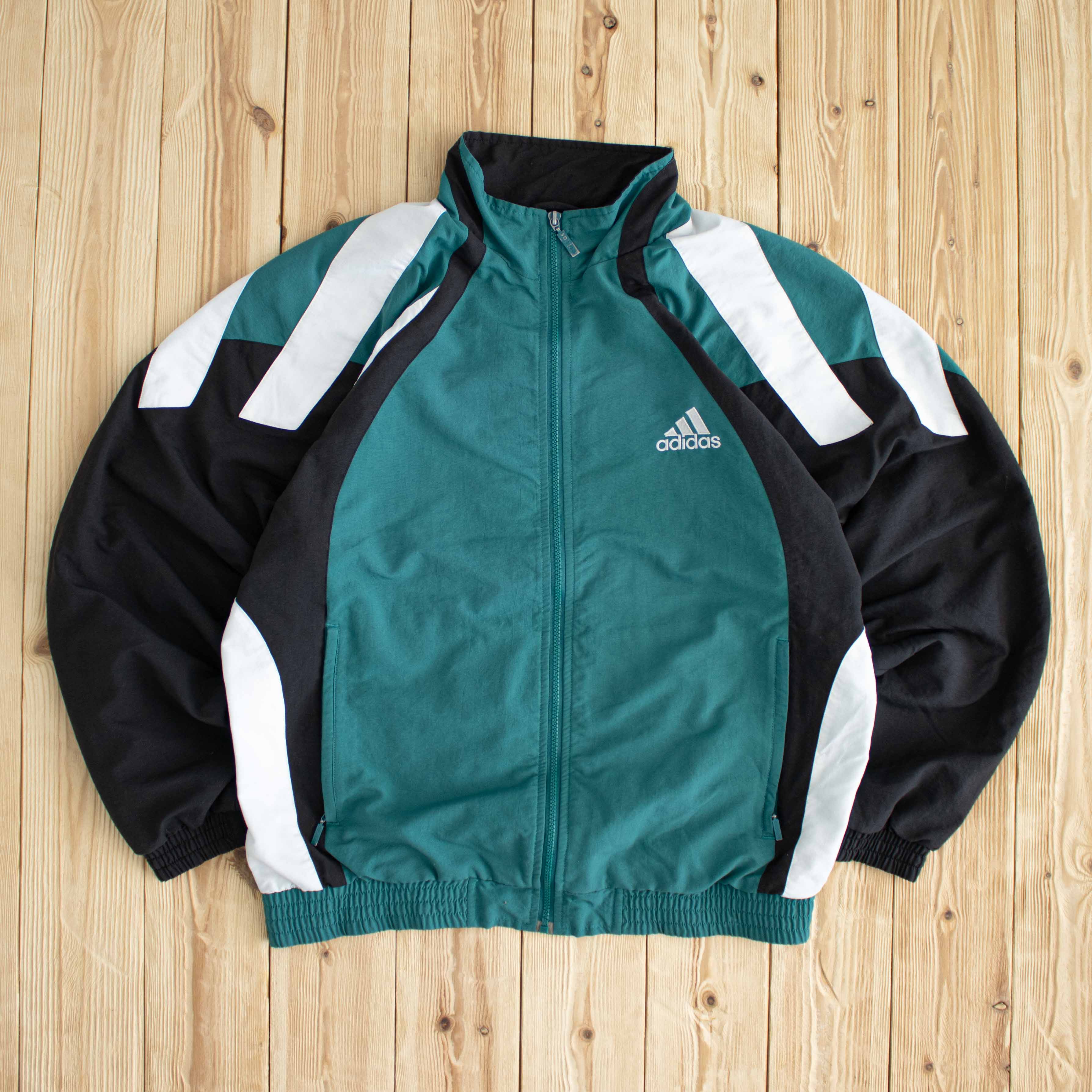 (L) Adidas Vintage Embroidered Jacket Green