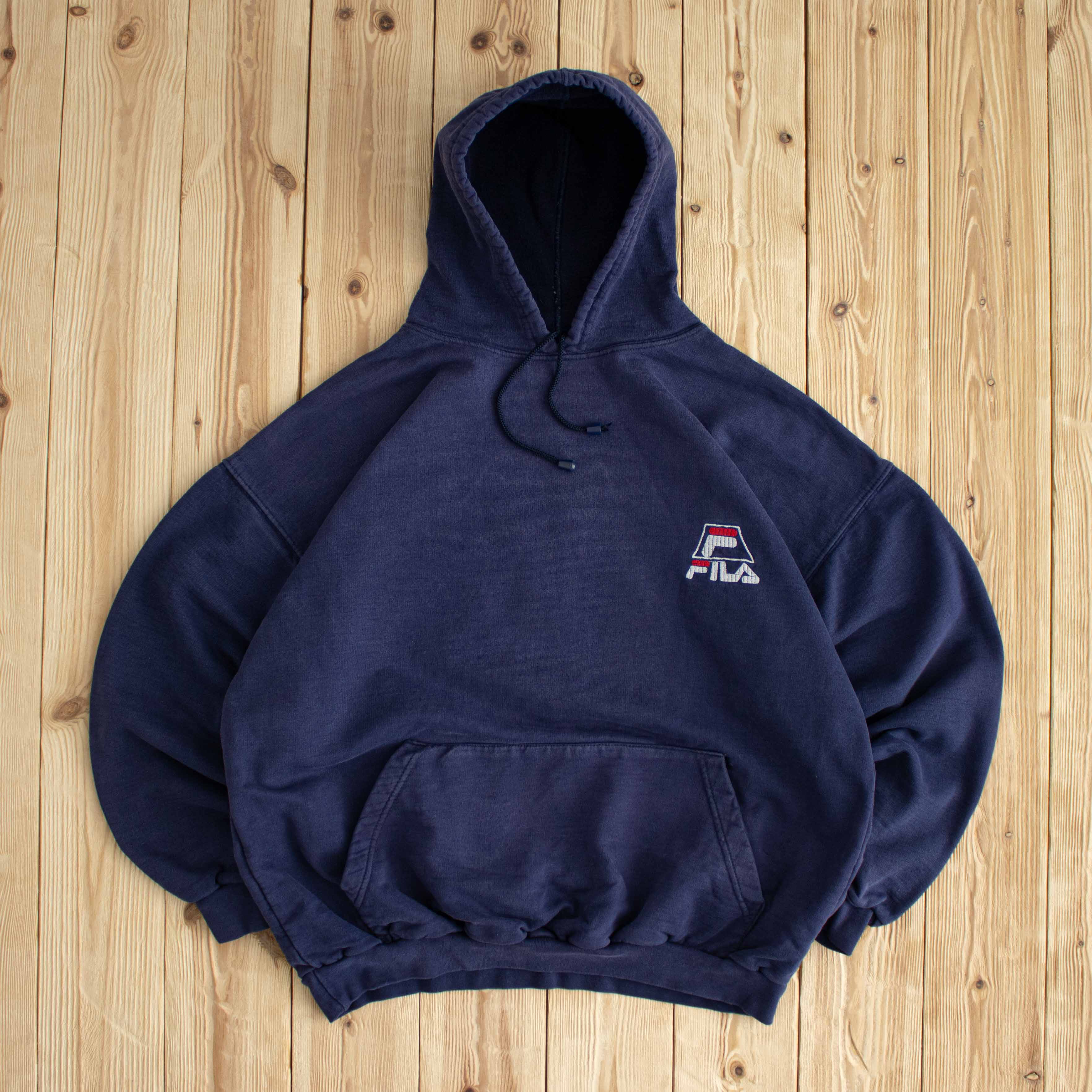 (M) Fila Vintage Embroidered Hoodie Blue