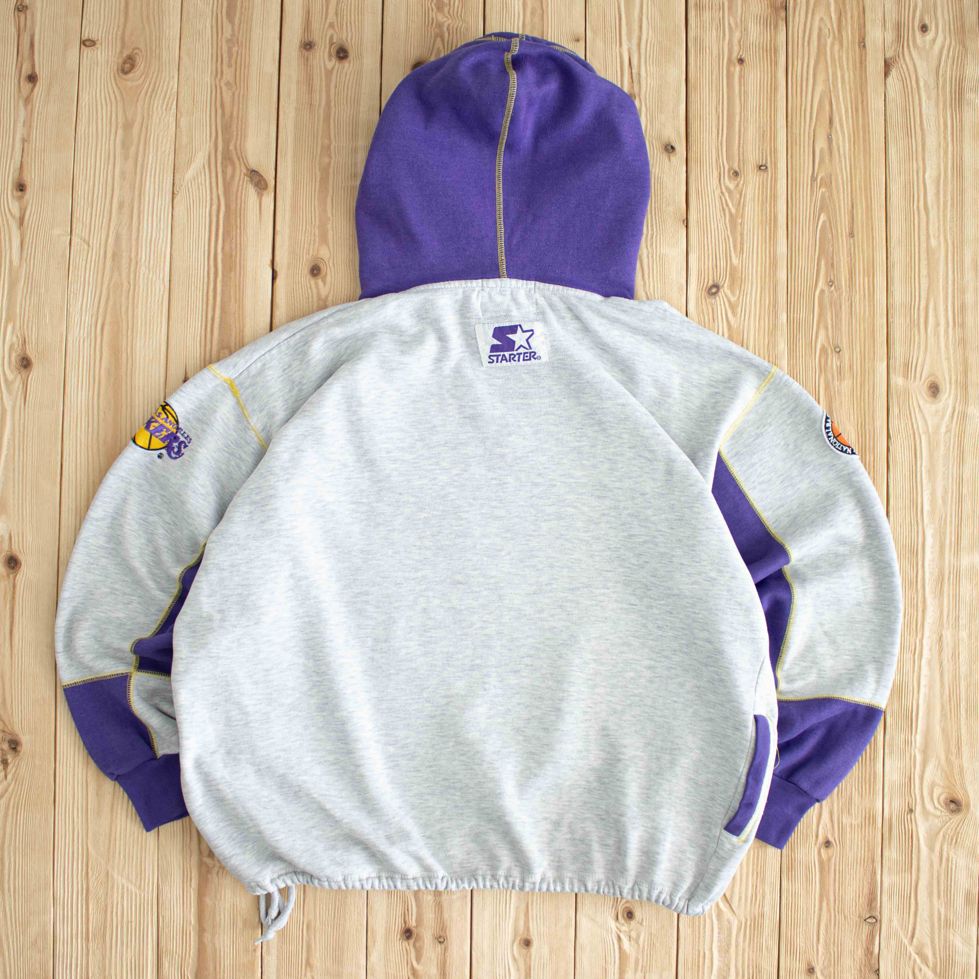 (XL) Starter Vintage Los Angeles Lakers Embroidered Hoodie Gray