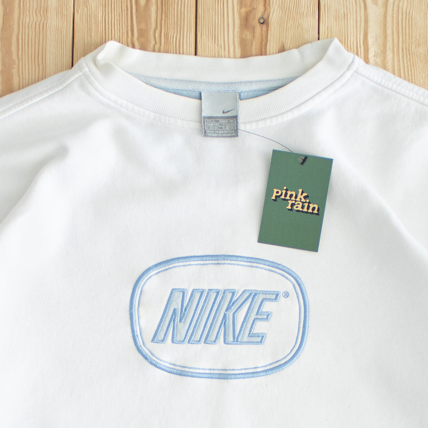(L/XL) Nike Vintage Spell Out Embroidered Sweatshirt White