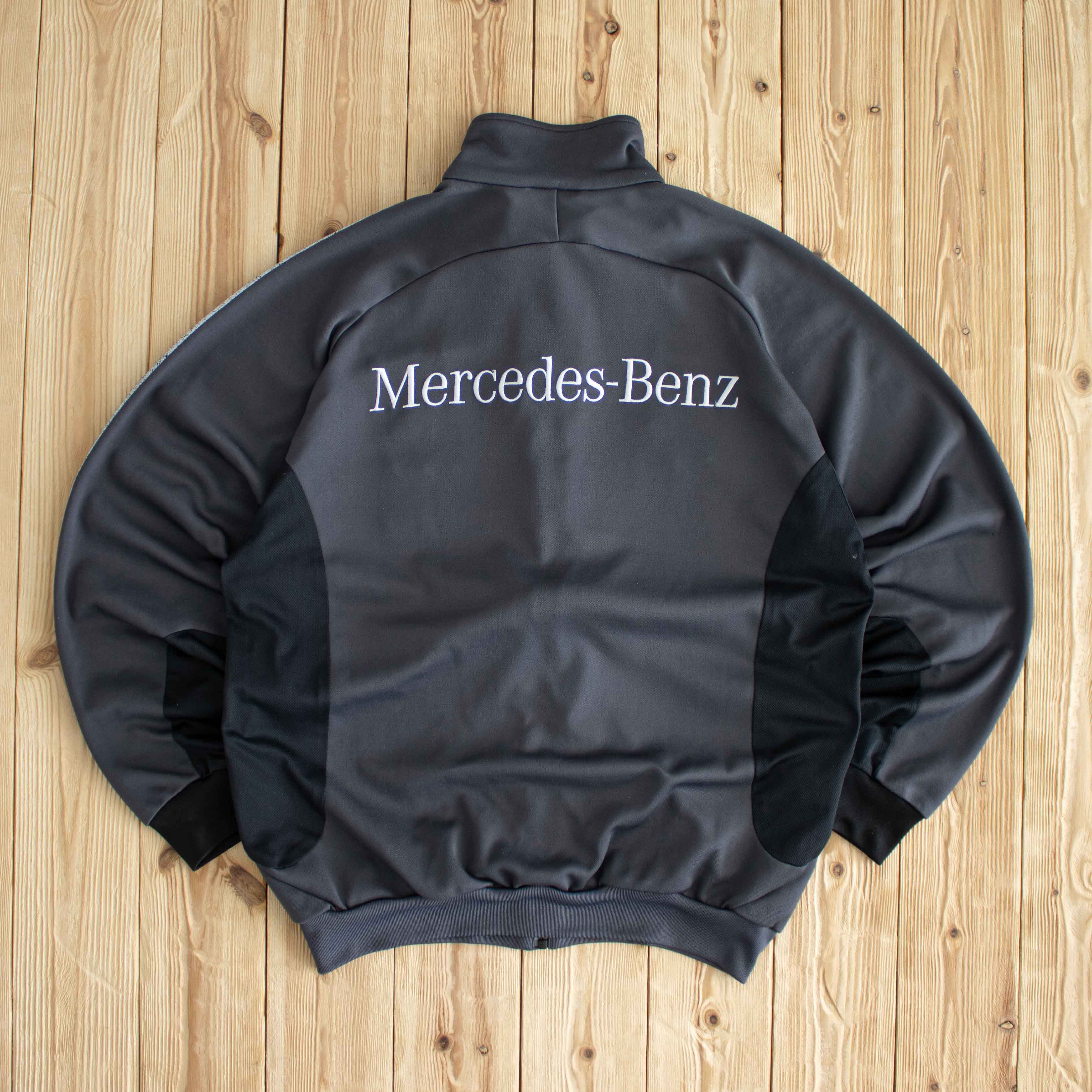 (L) Adidas Vintage DFB x Mercedes Benz Embroidered Full-Zip Sweatshirt Gray